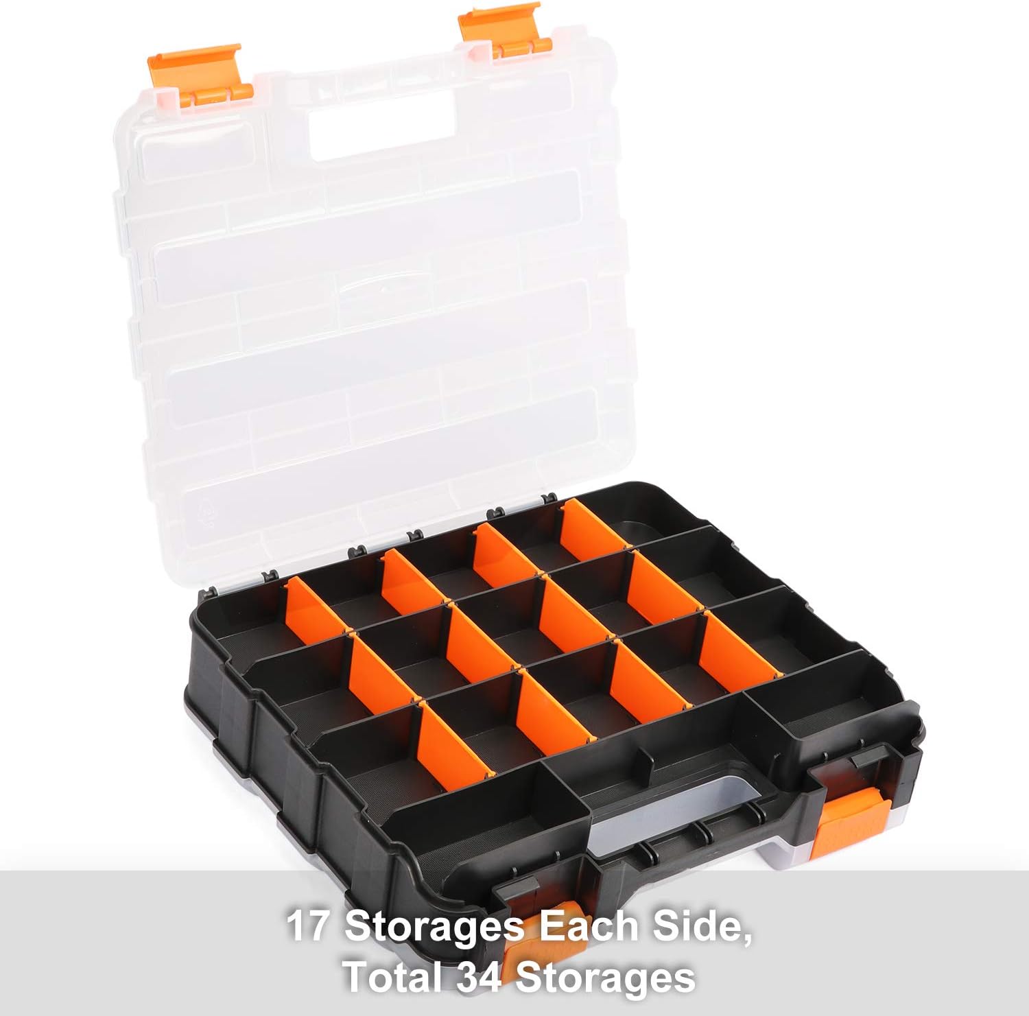 Makitoyo Double Side Tools Organizer, Customizable Removable Plastic Dividers, Hardware Box Storage, Excellent for Screws,Nuts,Small Par