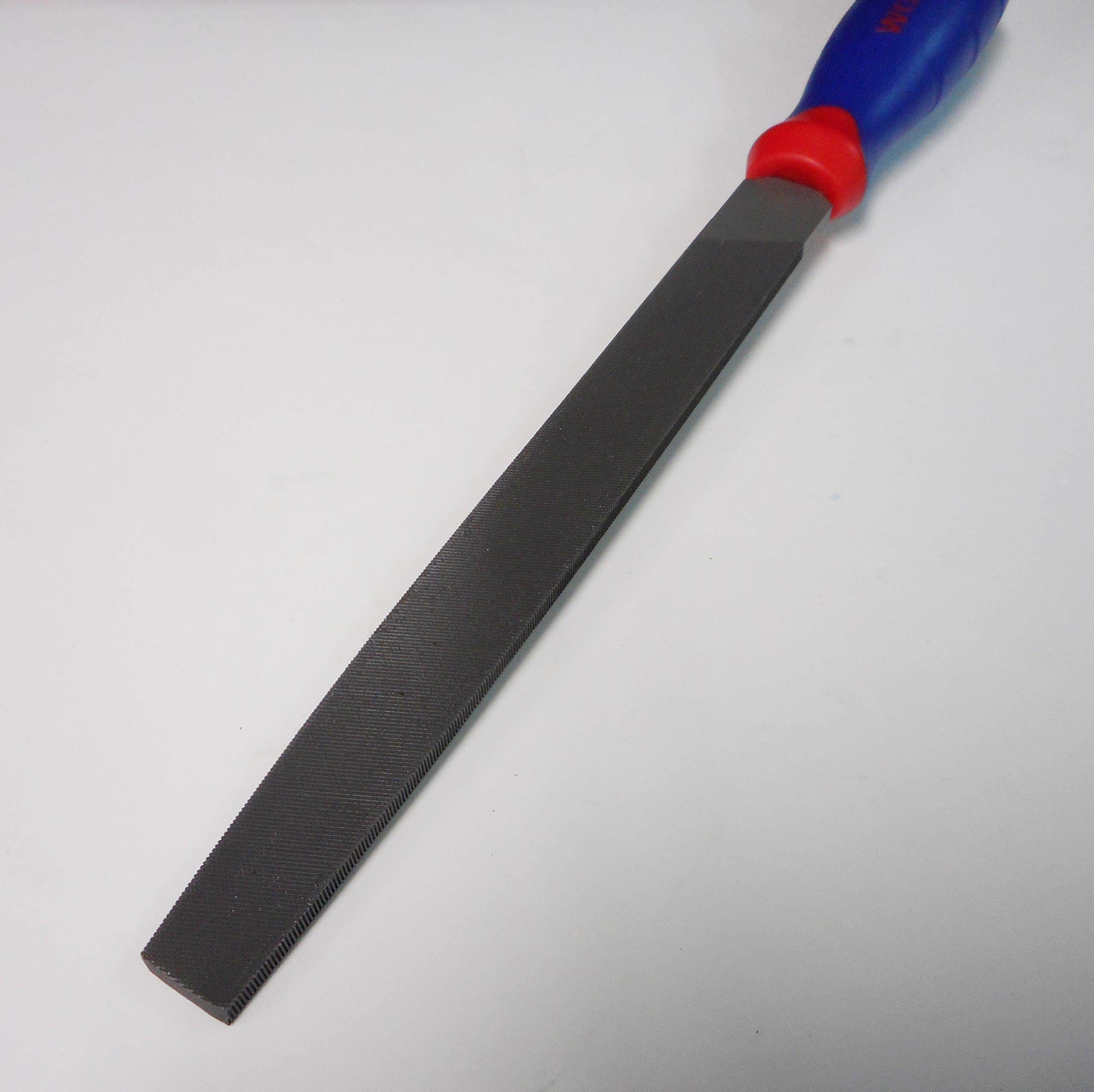 workpro w051002 10 flat file - durable steel file to sharpen tools and deburr, comfortable anti-slip grip, double cut - debur
