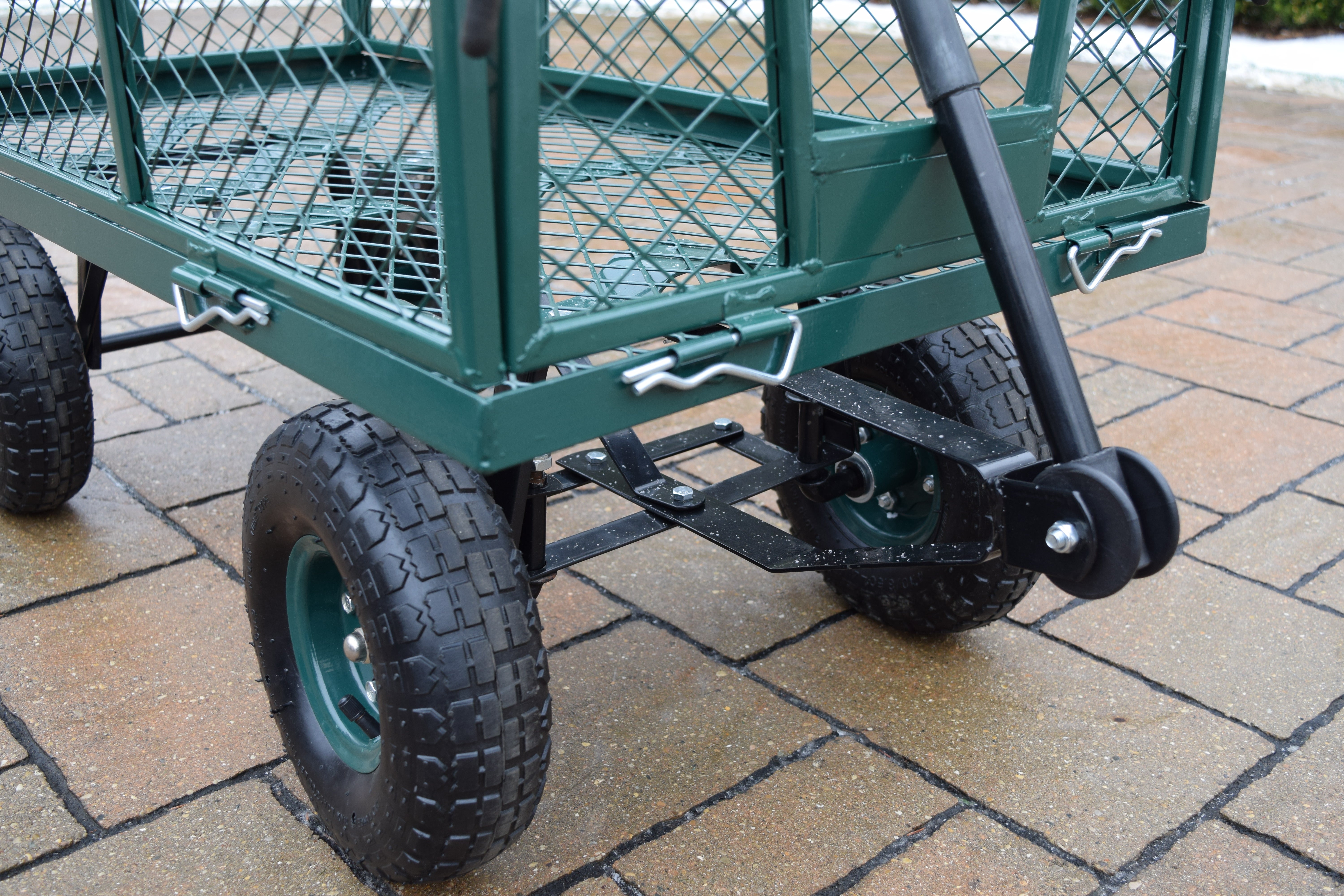 CC Outdoor Living 45” Sturdy Forest Green Metal Garden Utility Cart with Adapter Handle