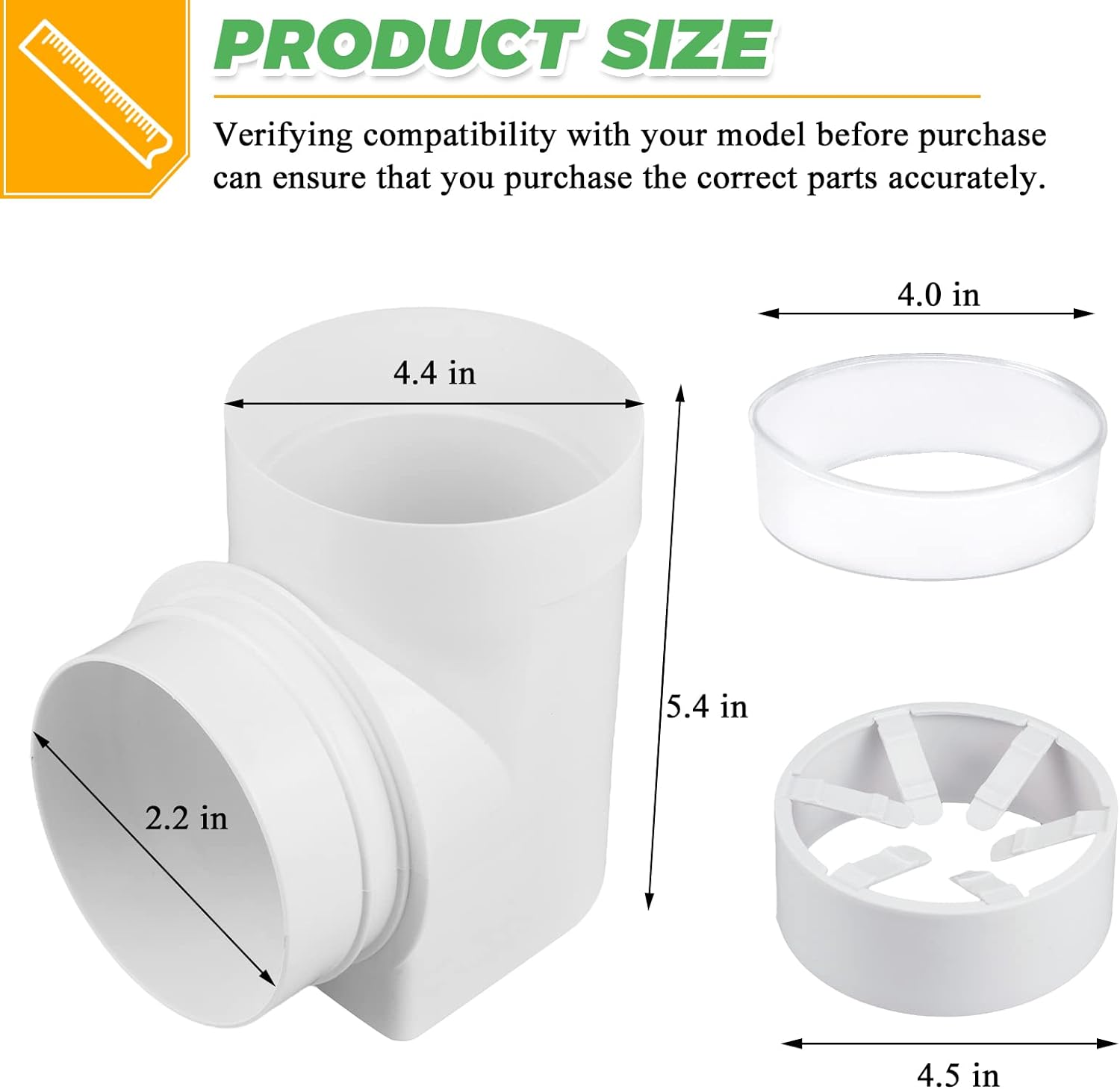 Techecook STV-90 Dryer Duct Connector - Dryer Snap to Vent 90 Elbow, Indoor Hook-up Dryer Vent Kit