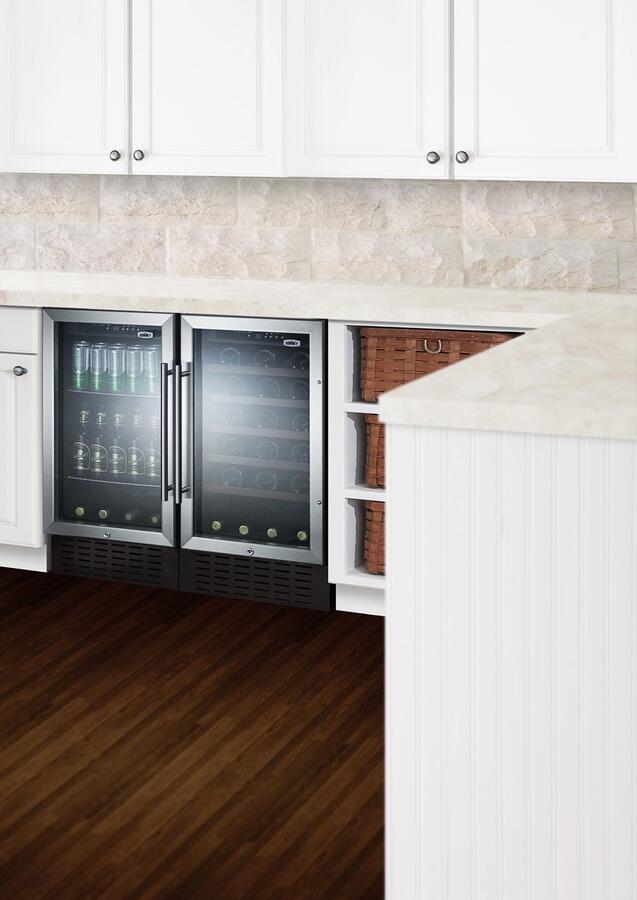 Summit SWC1840BADA 18 ADA Compliant Built-In Wine Cellar with 34 Bottle Capacity  Black Cabinet  5 Wood Shelves  and Automatic D