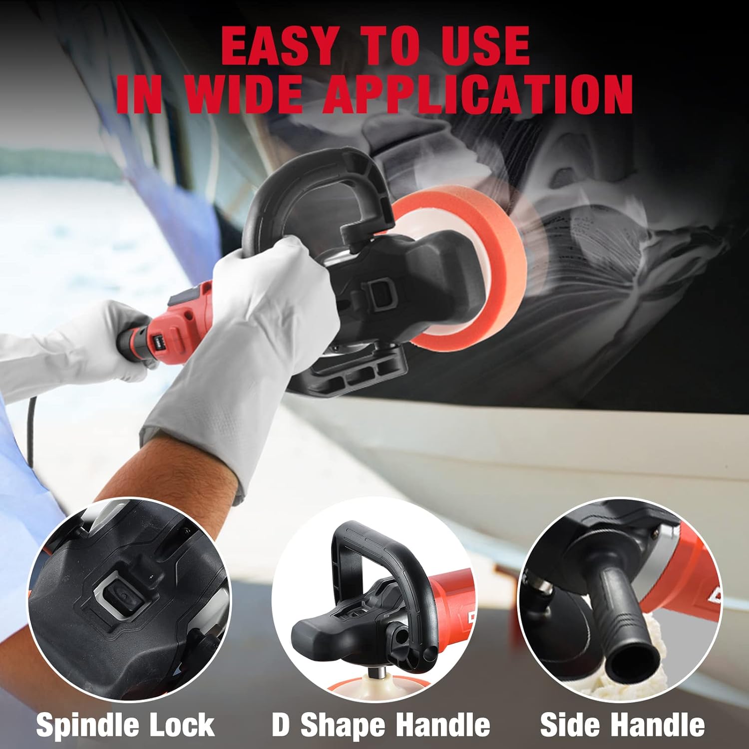DCK Buffer Polisher, 7-Inch Buffer Waxer, 8 Variable Speeds 600-3500 RPM, Detachable Handle, Soft Start, Ideal polisher for Polishi