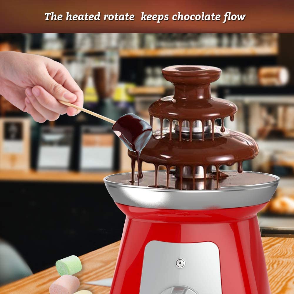 KAPAS Stainless Steel Chocolate Fondue Fountain, 3 Tiers Assembled, Perfect for Kid&s;s Party, Holidays.