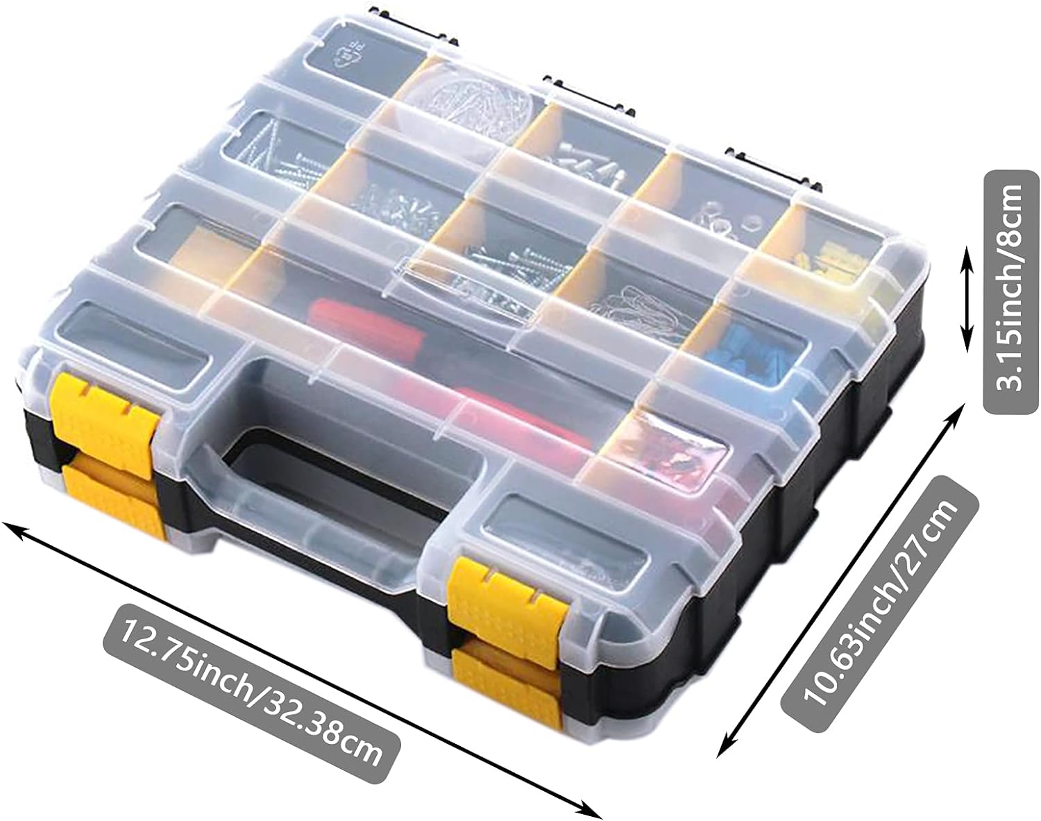 AIDY-PRO Tools Organizer Box Small Parts Storage Box 34-Compartment Double Side Hardware Organizers with Removable Plastic Dividers for