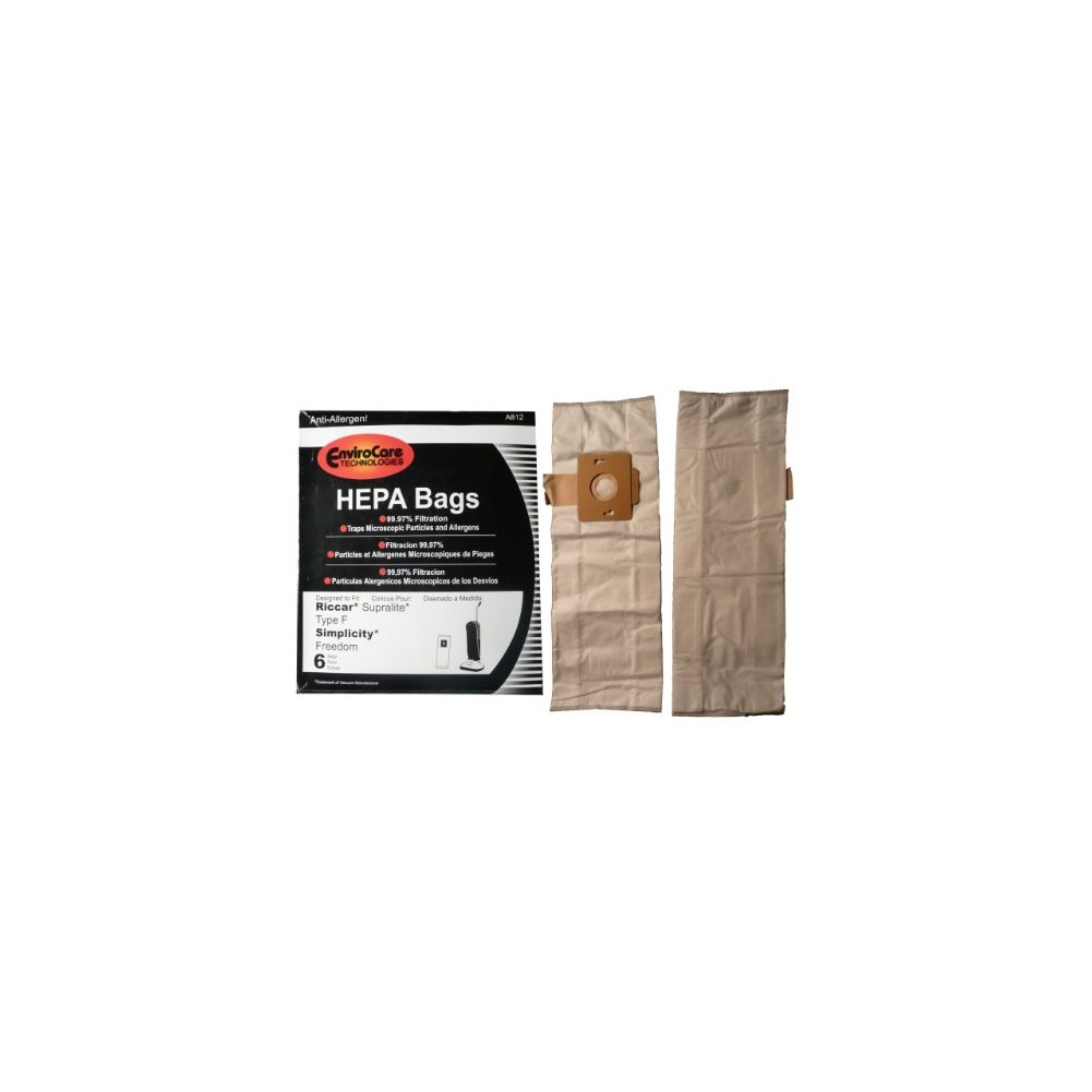 Riccar Simplicity 811 6 Riccar HEPA Type F Vacuum Bags, Simplicity, Freedom, Supralite, Canister Vacuum Cleaners, RSLH-6, SF-6,