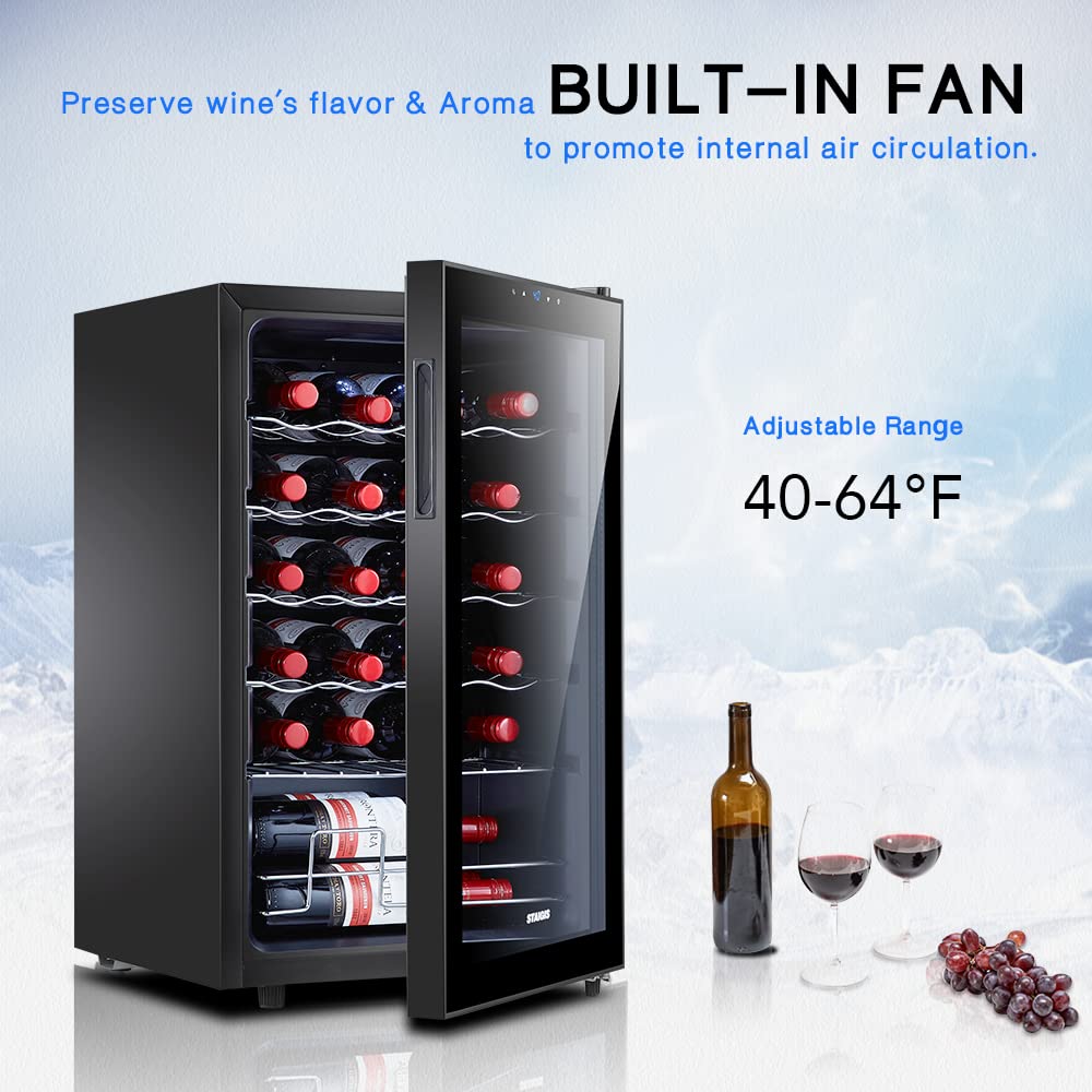 STAIGIS 24 Bottle Compressor Wine Cooler Refrigerator, Small Freestanding Wine Fridge for Red, White and Champagne, Mini Fridge