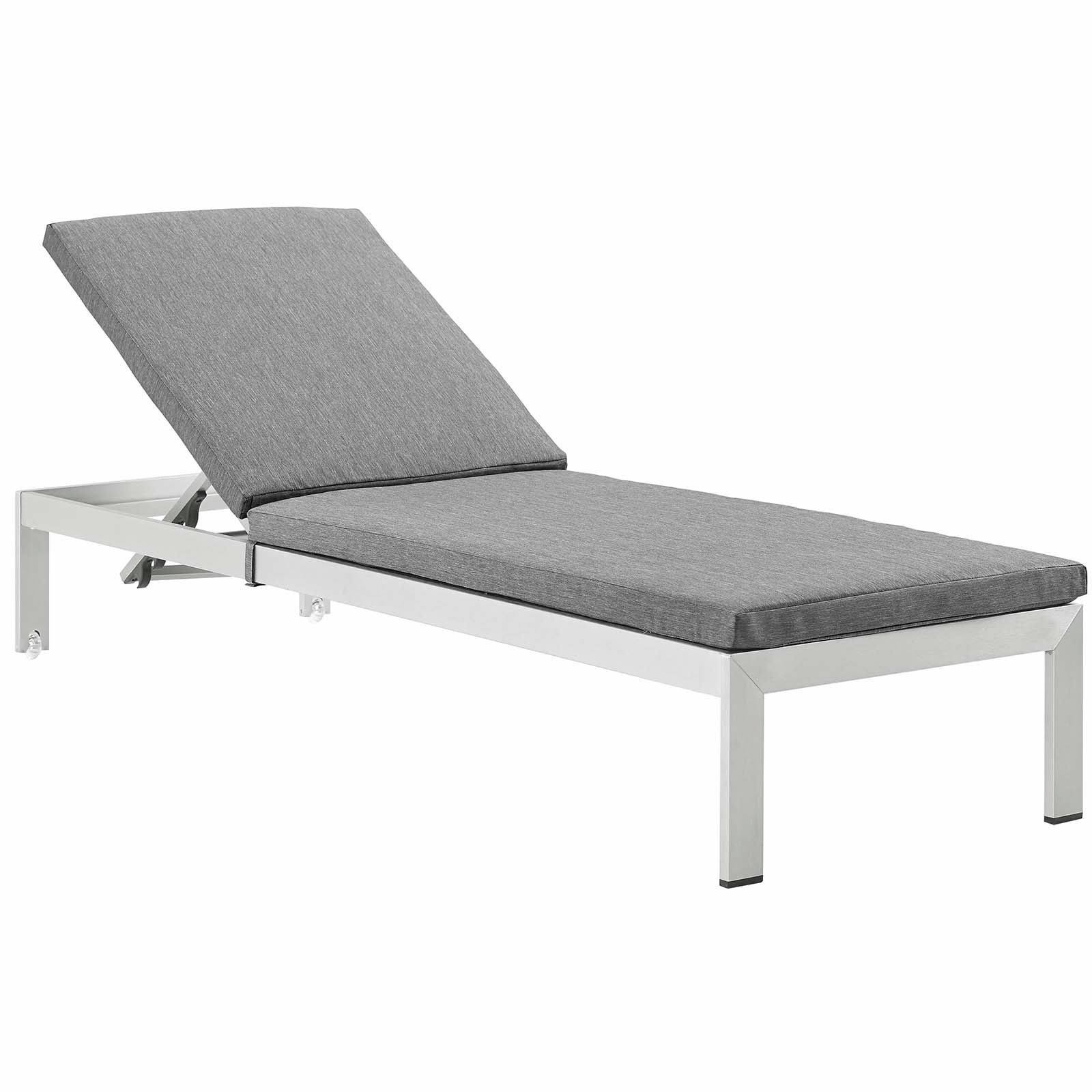 Modway Shore Chaise with Cushions Outdoor Patio Aluminum Set of 6 - Silver Gray