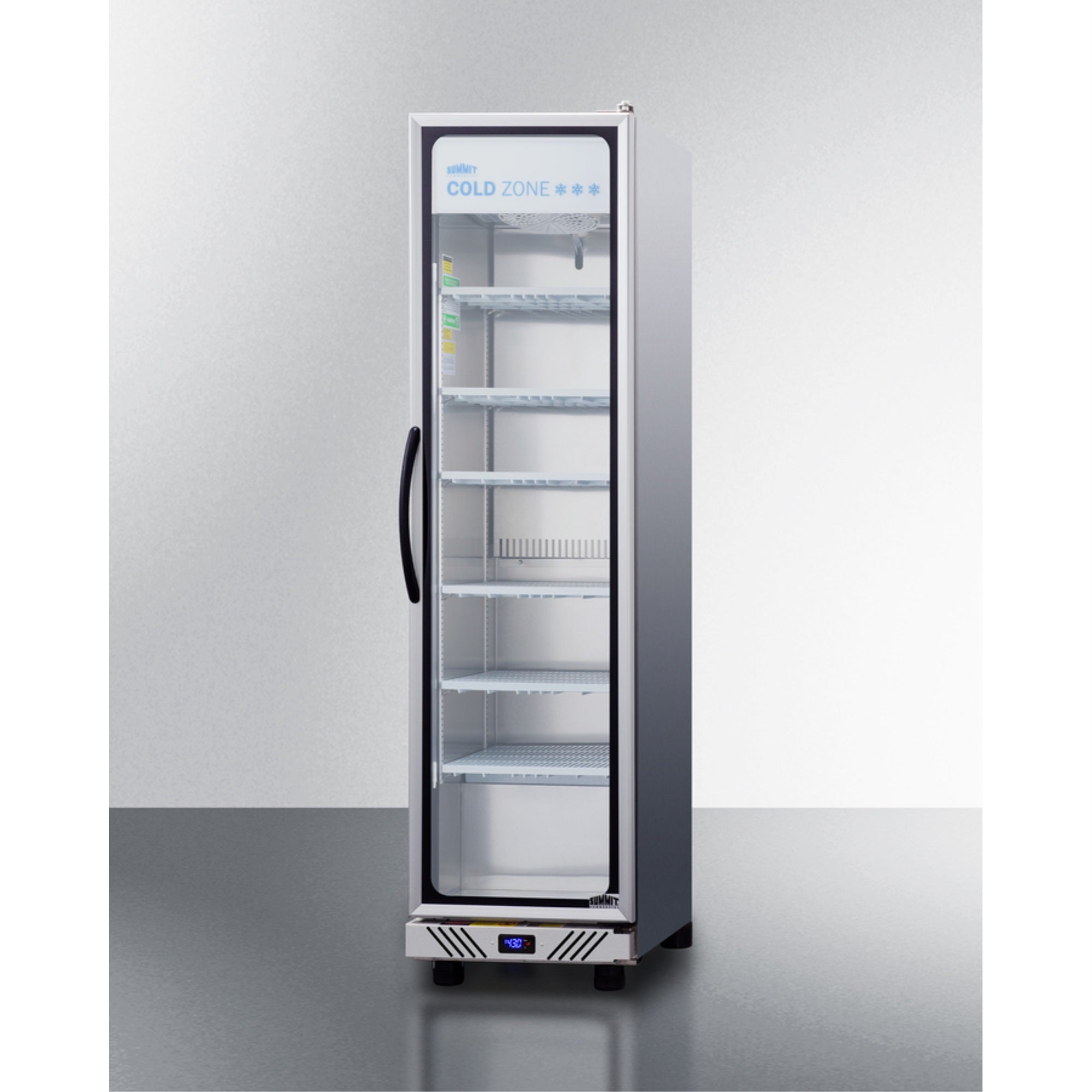 Summit Commercial Commercial glass door beverage center in slim fit with stainless steel interior &a; exterior, right hand door swing