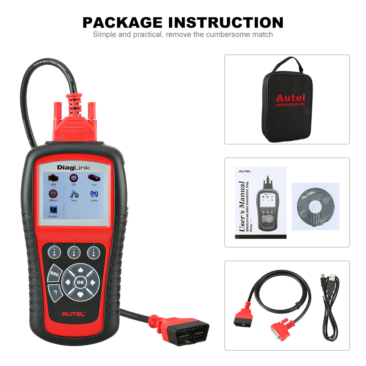 Autel Diaglink OBD2 Scanner Automotive Diagnostic Scan Tool Full Systems Diagnostic DIY Version of MD802