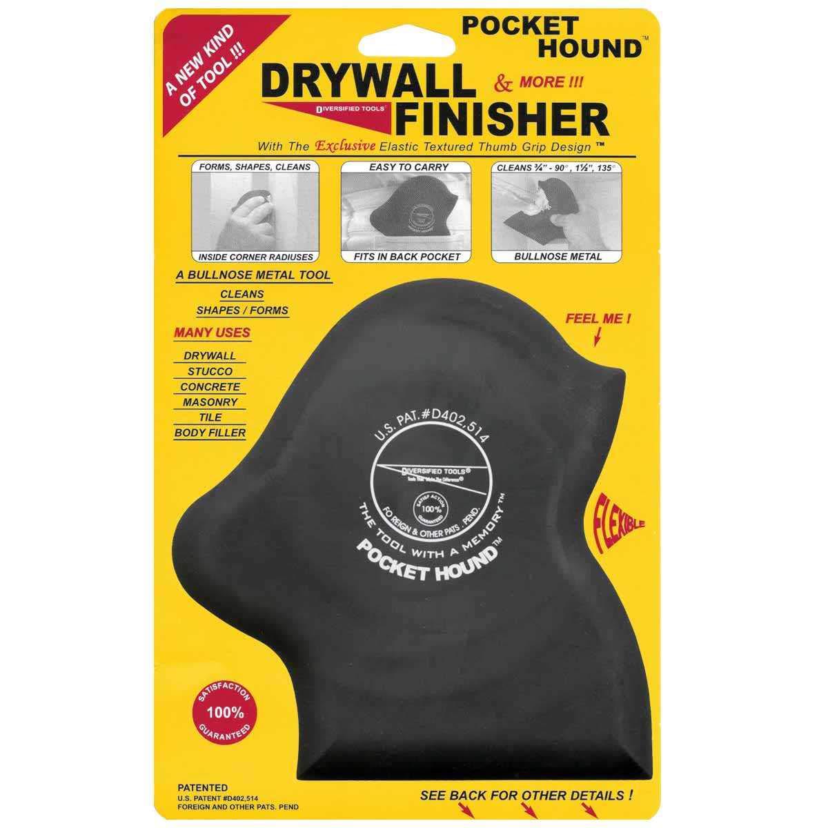 diversified tools pocket hound - flexible drywall finisher and bullnose metal tool - forms, shapes, and cleans joint compound
