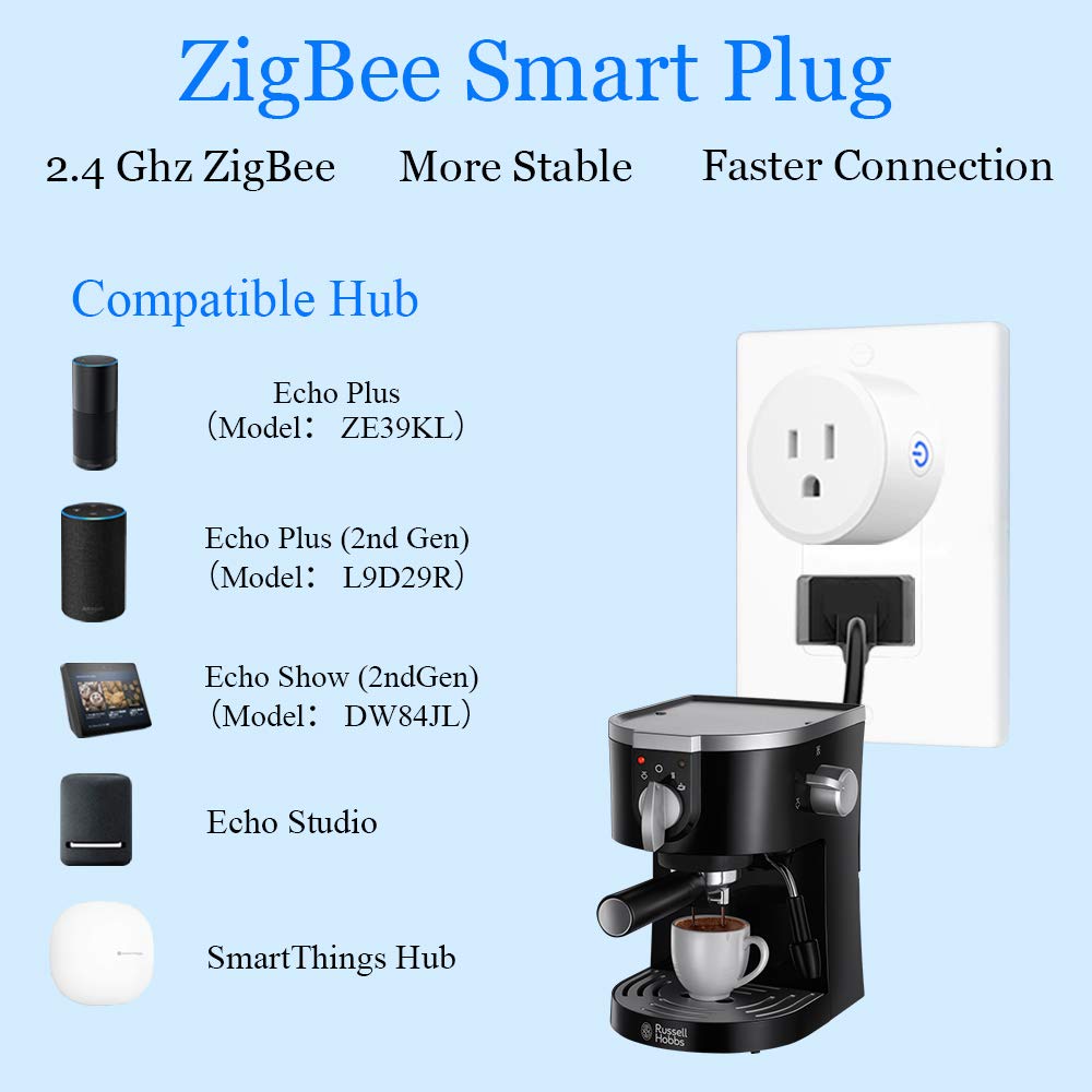 Generic CMARS Smart Plug, ZigBee Switch Mini Smart Outlet Works with ST, Alexa, Echo (4th gen) Echo Plus (2nd) Google Home, Works as a