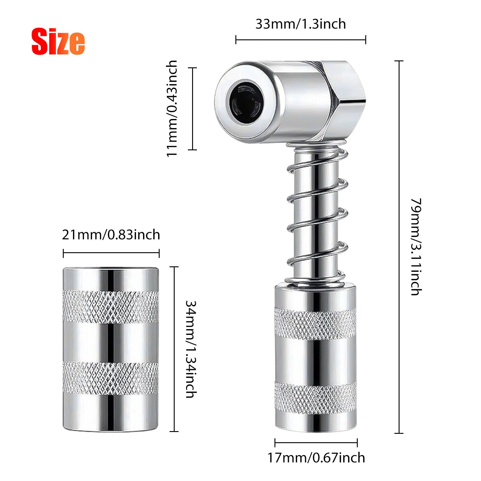 Stock Preferred 90Degree Grease Nozzle Adapter 3Jaw Coupler Grease Fitting Tool w/Sleeves 2 Pcs