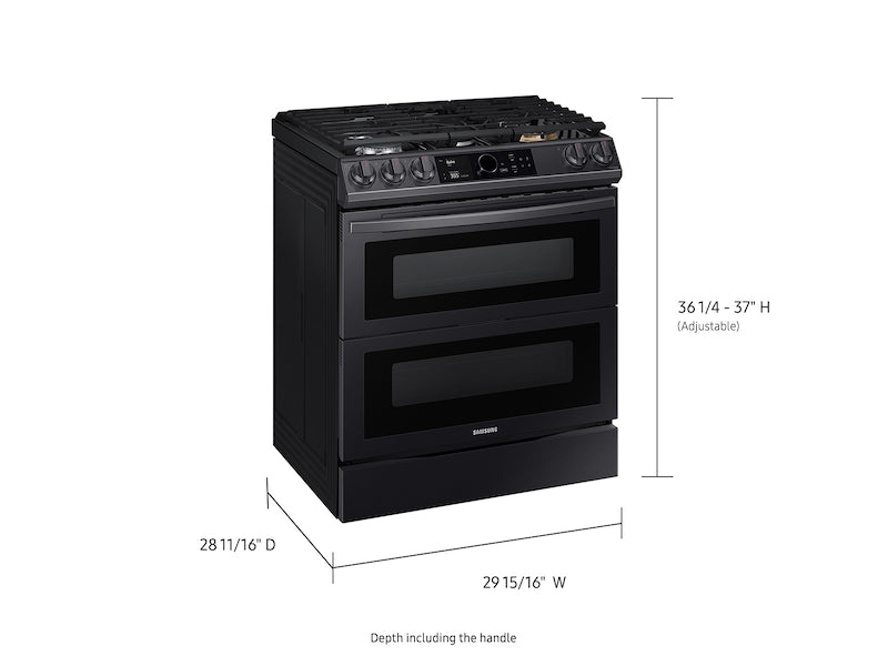 Samsung NY63T8751SG/AA 6.0 cf dual fuel slide-in w/ Flex Duo™, Smart Dial &a; Air Fry in Black Stainless