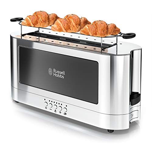 Russell Hobbs 2-Slice Glass Accent Long Toaster, Black &a; Stainless Steel, TRL9300BKR