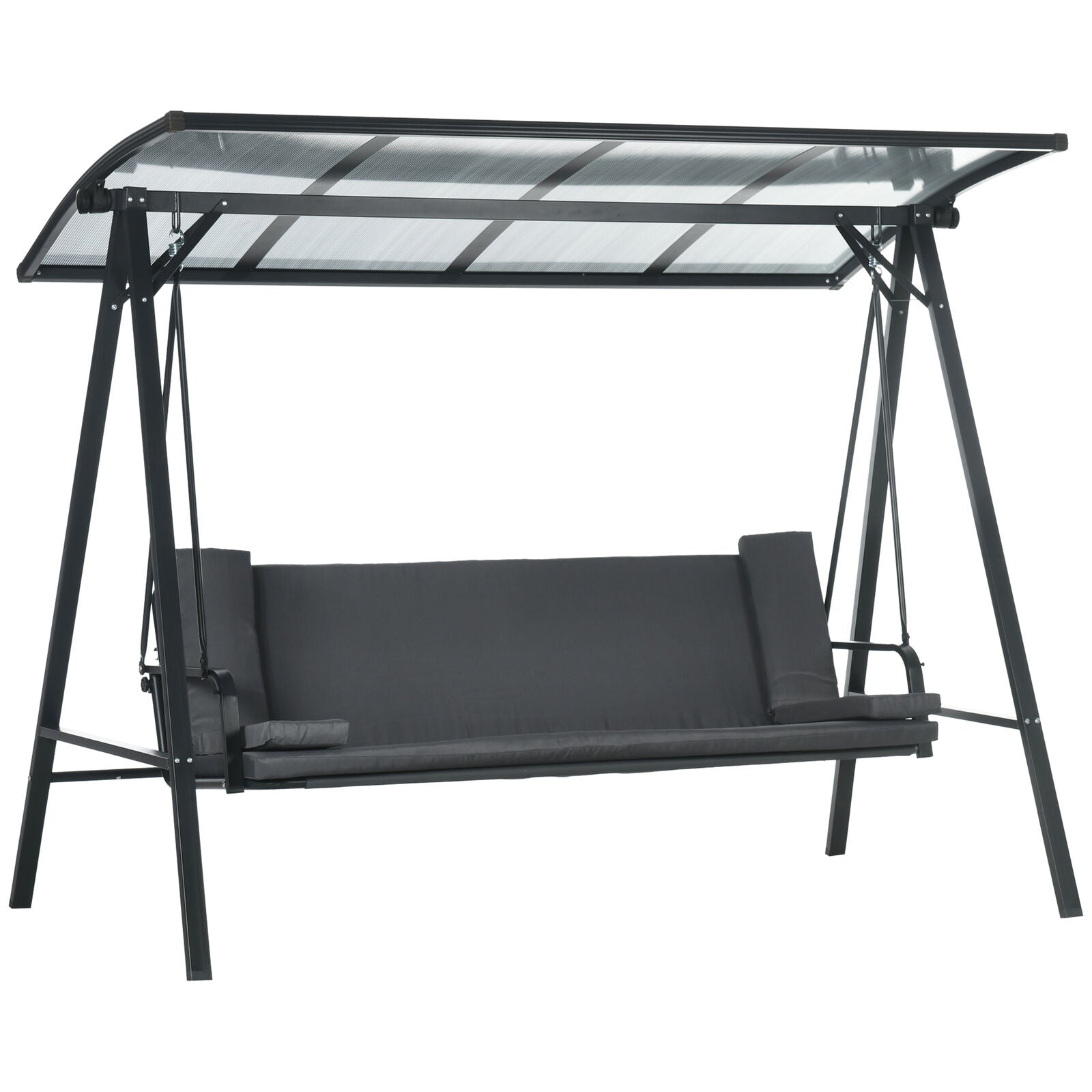 GCP Products 3-Seat Patio Swing Chair Hammock Bed W/ Mesh Seats And Steel Frame