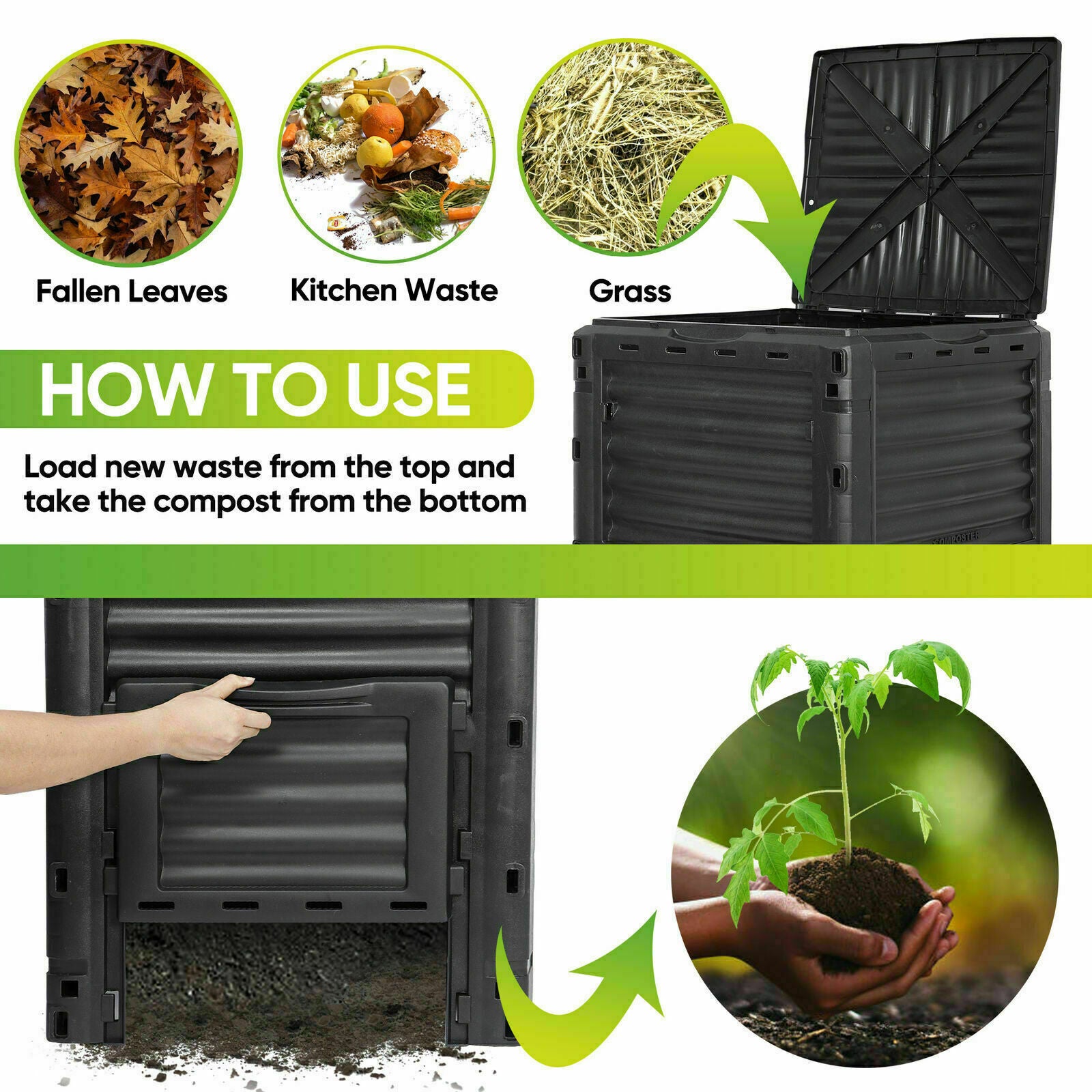 Great Choice Products 80 Gallon Garden Composter Bin Fast Creation Of Fertile Soil Compost Bin Yard