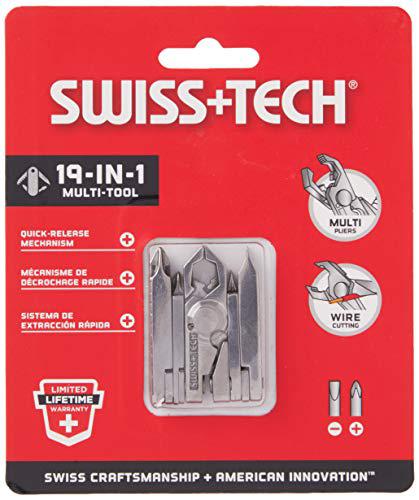 Swiss Tech swiss+tech st53100 polished ss 19-in-1 micro pocket multitool for camping, outdoors, hardware