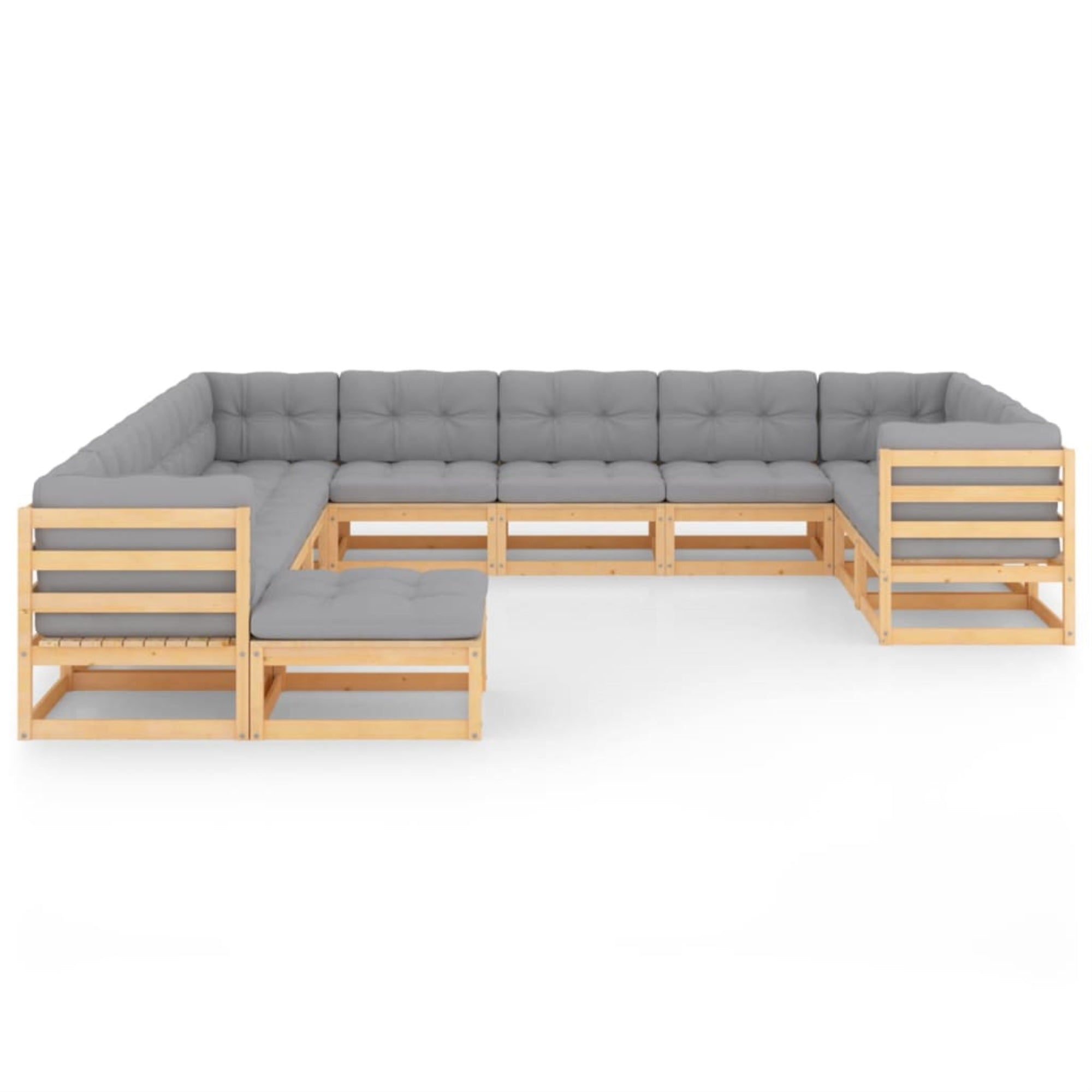 vidaXL 12 Piece Garden Lounge Set with Cushions Solid Pinewood Brown