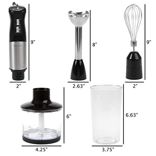 classic cuisine immersion blender-4-in-1 6 speed hand mixer set whisk, food processor cup, 32oz. beaker, for soup, milkshakes