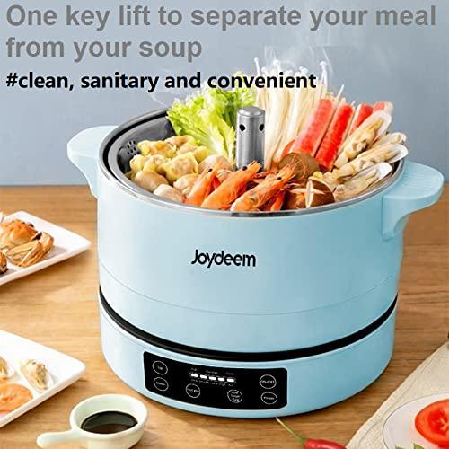 joydeem smart lifting electric hot pot, steamer and low sugar rice cooker, shabu shabu hot pot, food grade stainless steel, 1