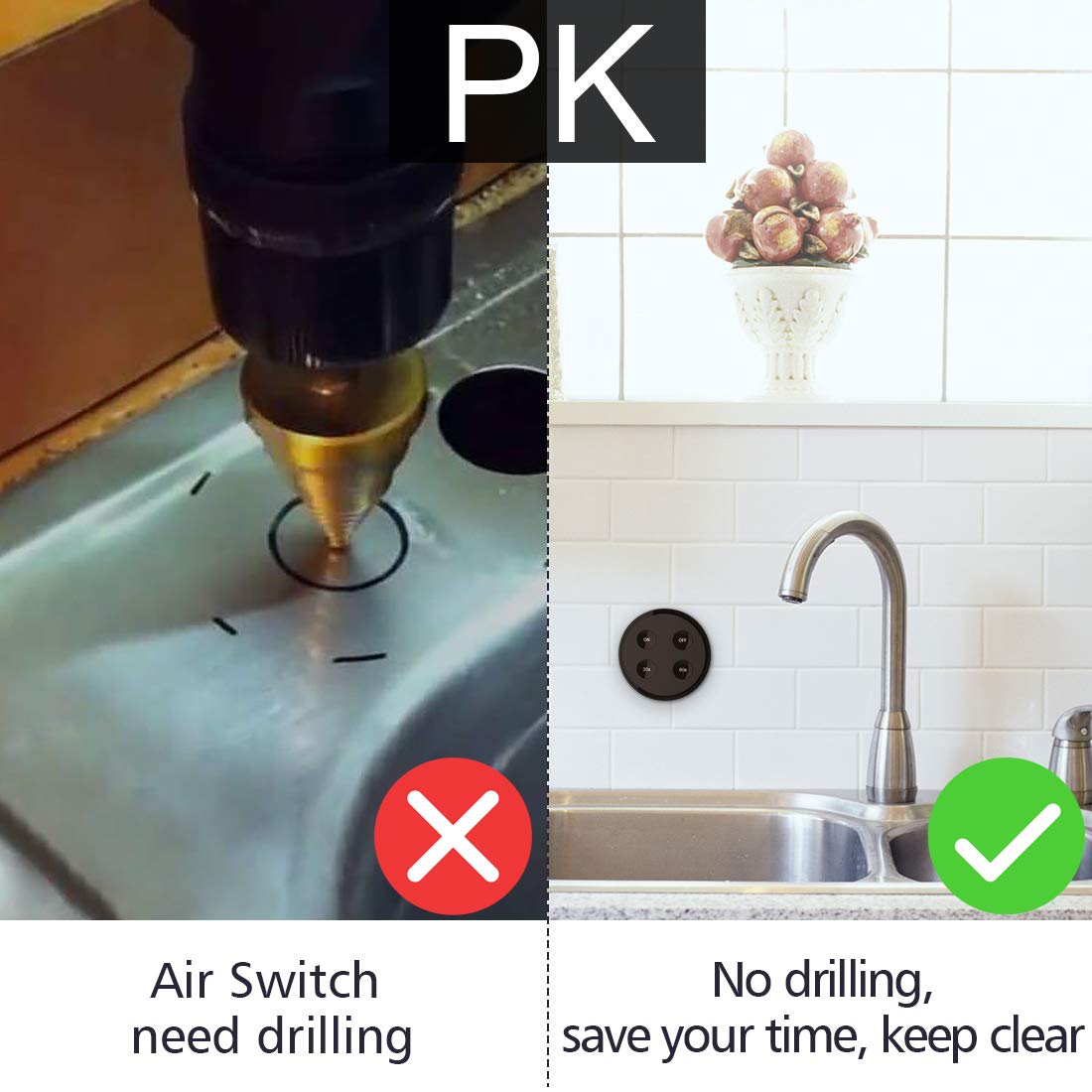 Generic didikit Garbage Disposal Wireless Switch Kit, Remote Control Outlet with Timer Switch, Sink Top Waste Disposal On/Off Switch Bu
