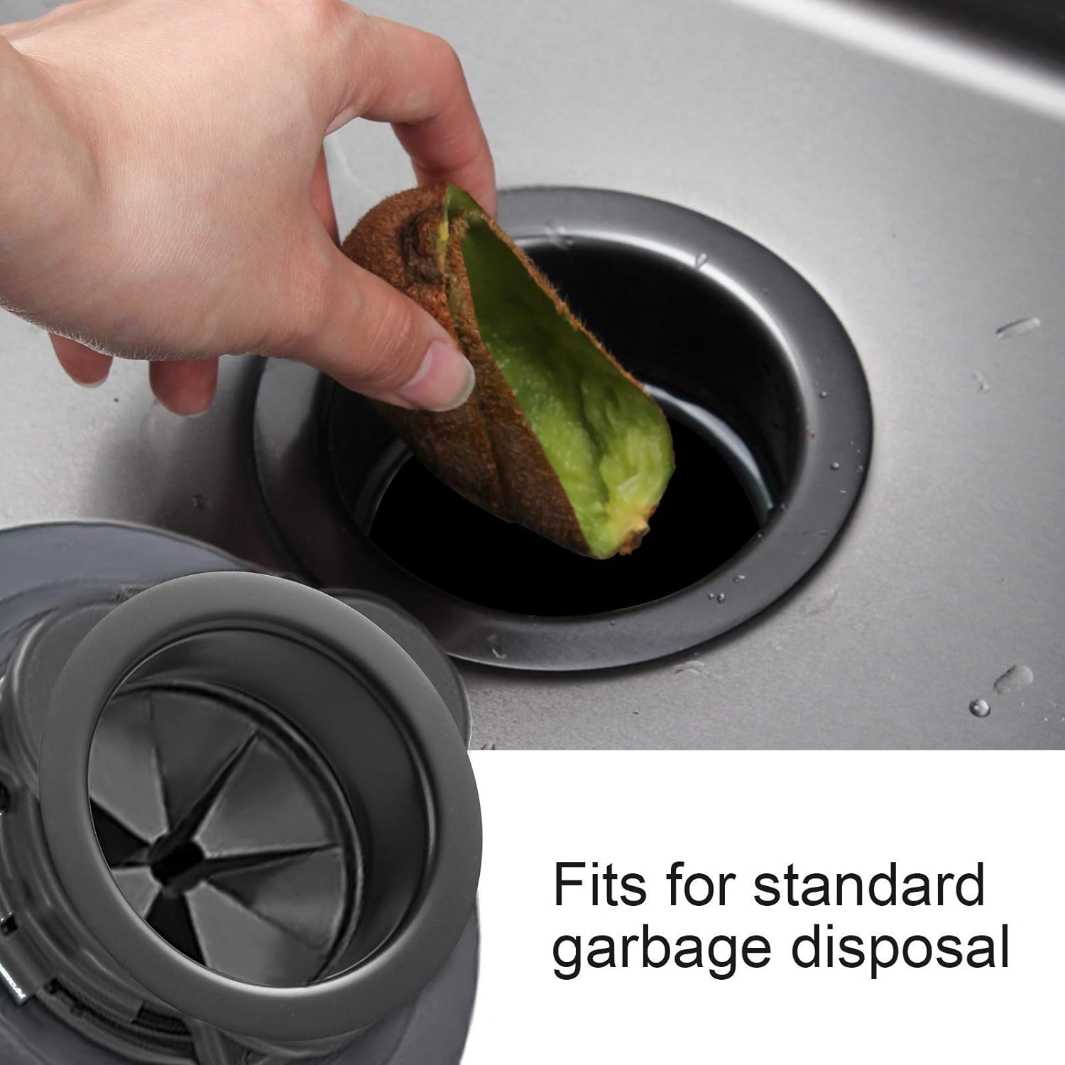 HausinLuck Gunmetal Black Kitchen Sink Drain, Garbage Disposal Sink Flange and Stopper, Garbage Disposal Flange Plug For 3-1/2 Inch Drain