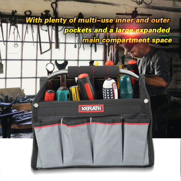 XERATH 12 inch 11 Pocket  Mufti-Functional Wide Foldable Tool Open Tote Bag