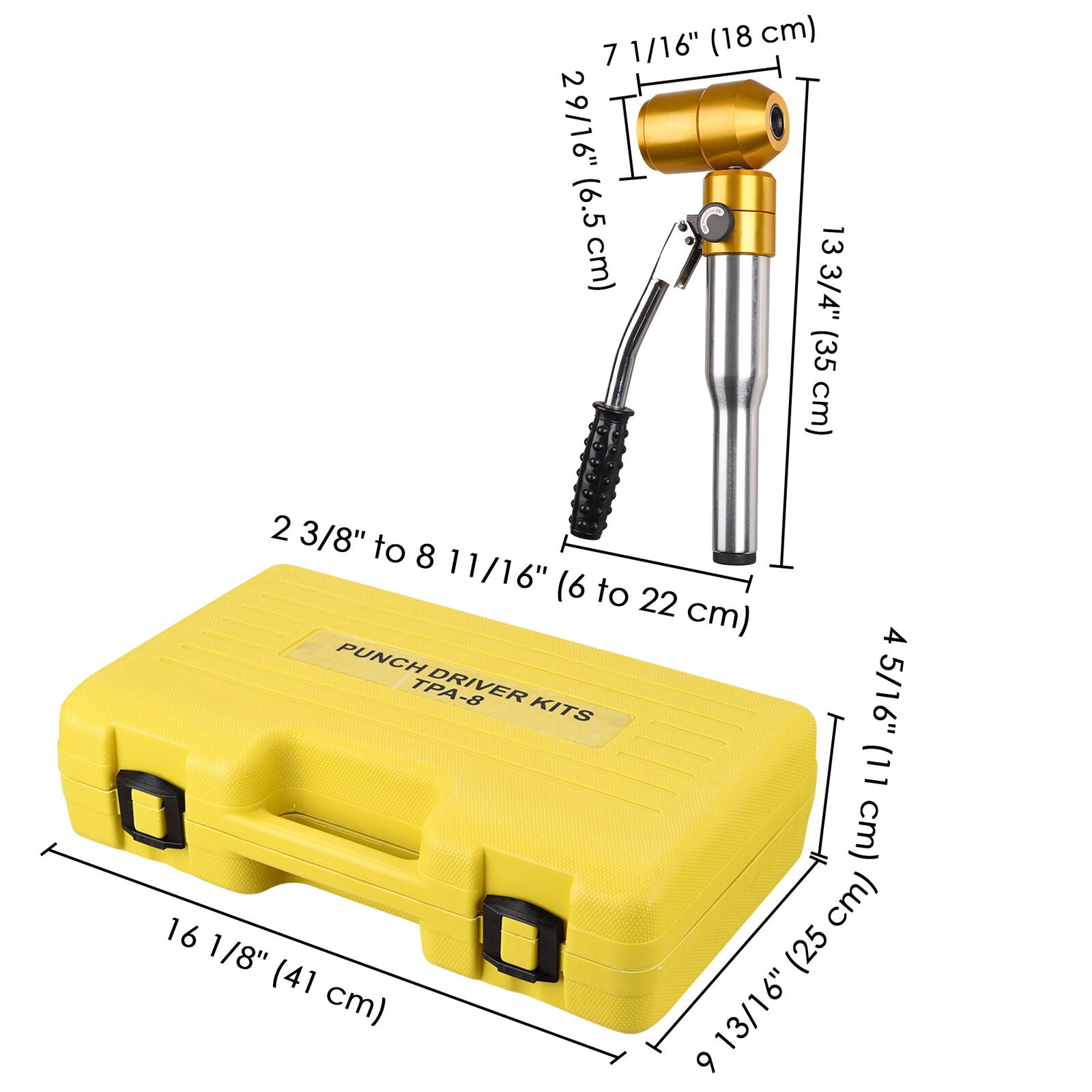 thinkstar 6 Dies 6 Ton Hydraulic Knockout Punch Driver Kit Hand Pump Hole Tool 11-Gauge