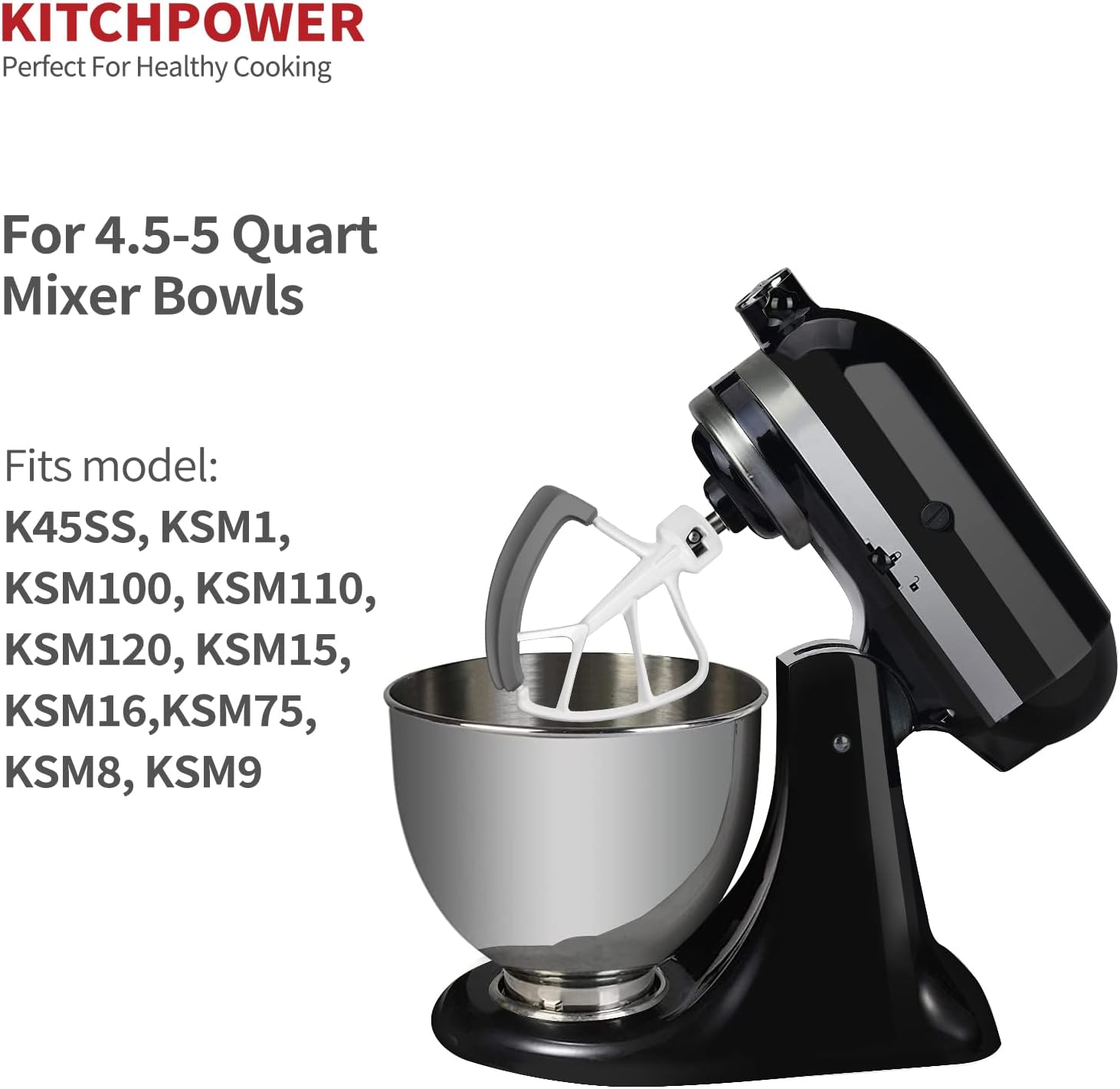 Generic KITCHPOWER 4.5-5 Quart Flex Edge Beater for KitchenAid Tilt-Head Stand Mixers Kitchen Mixer Accessory Replacement,White