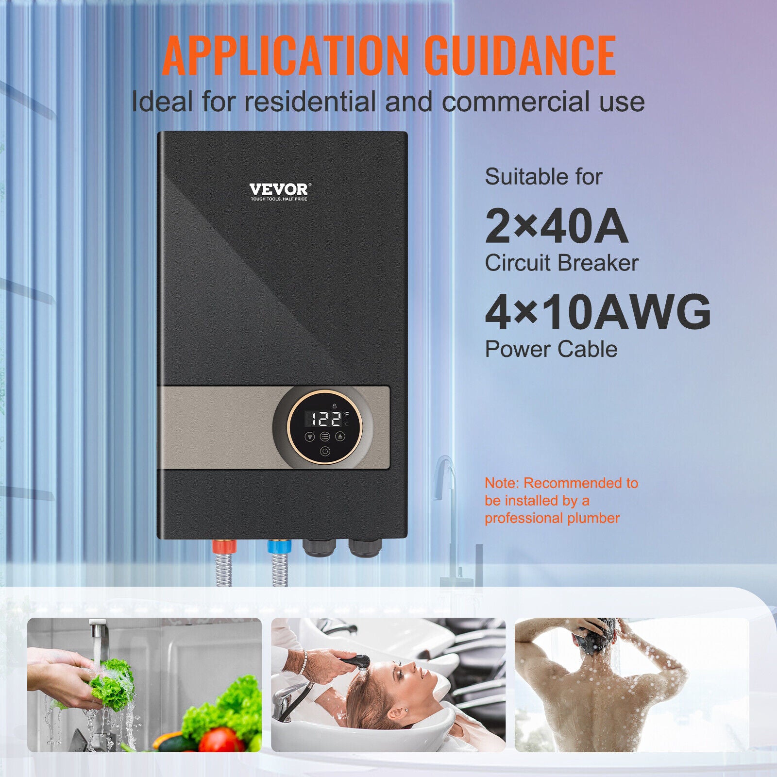 GCP Products 18Kw Instant Hot Tankless Water Heater Electric Boiler For Shower Bathroom