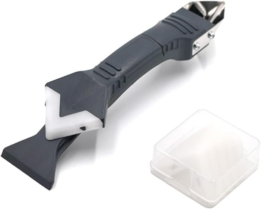 One Domestic 3 in 1 Ergonomic Silicone Caulking Tool Stainless Steelhead. Silicone Trowel and Scraper, Cleaner and Sealant Caulk Remover Too