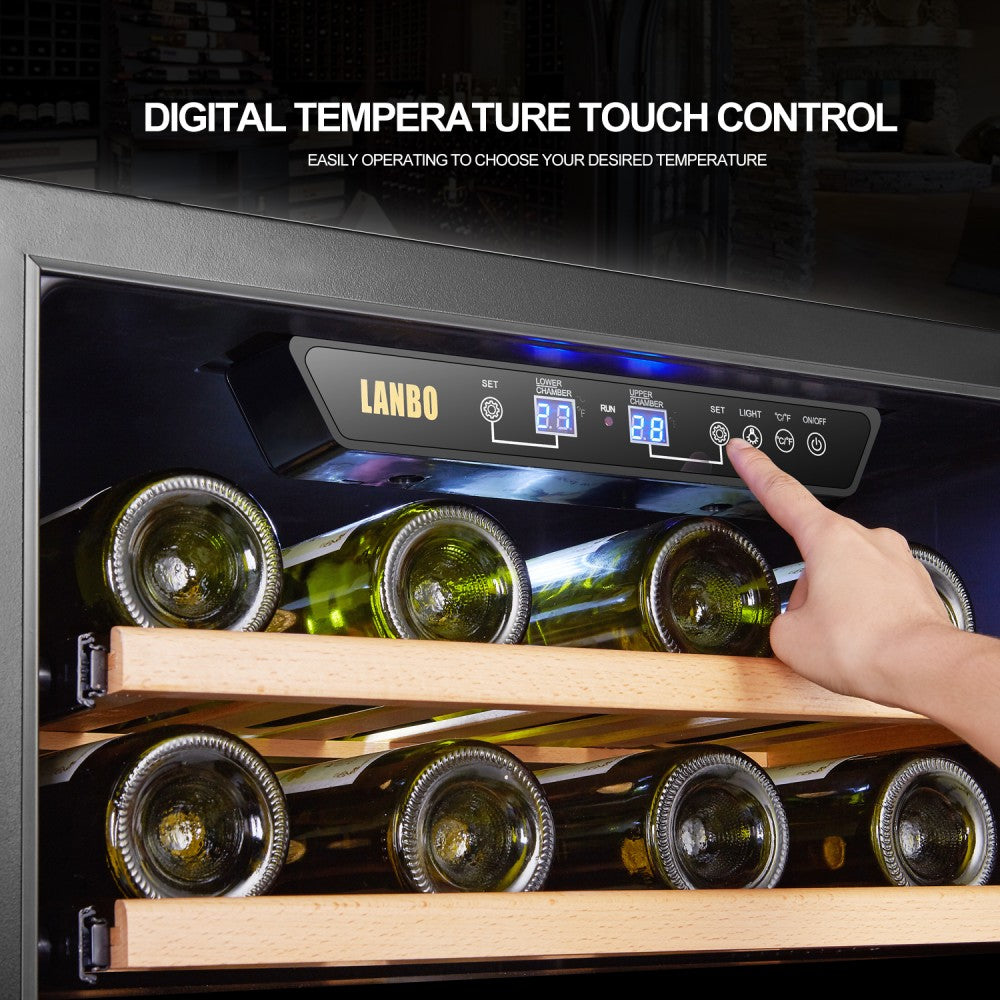 Lanbo International Inc Lanbo LW46D - 24 Inch Dual Zone (Built In or Freestanding) Compressor Wine Cooler, 44 Bottle Capacity
