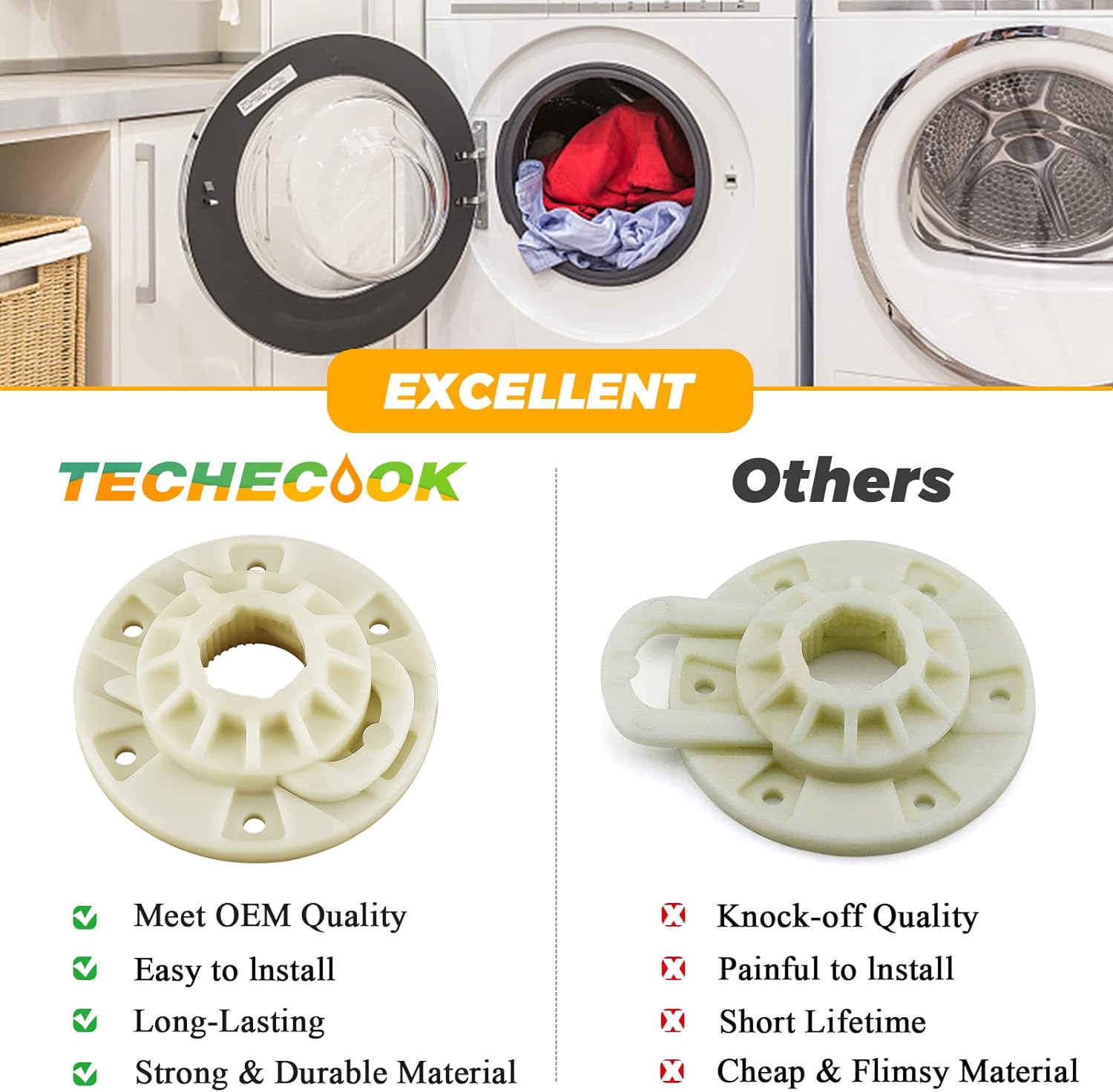 TOMOON W10528947 W10396887 Washer Basket Driven hub kit - Replacement for Whirl-pool Ken-more May-tag Ama-na Washing Machine - Replace
