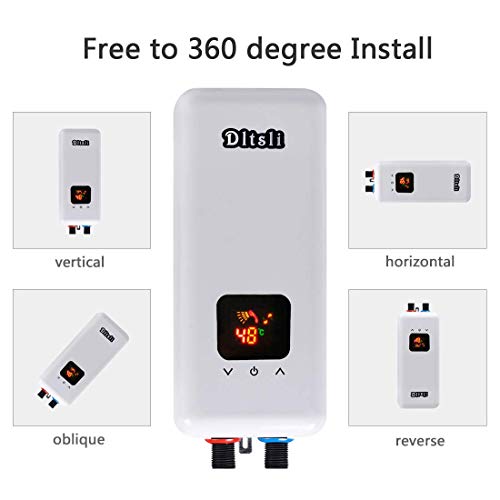 Dltsli 240V 5.5KW 4.5KW 3.5KW Instant Electric Hot Tankless Water Heater 3 Power Levels for Bathroom Kitchen RV Camping
