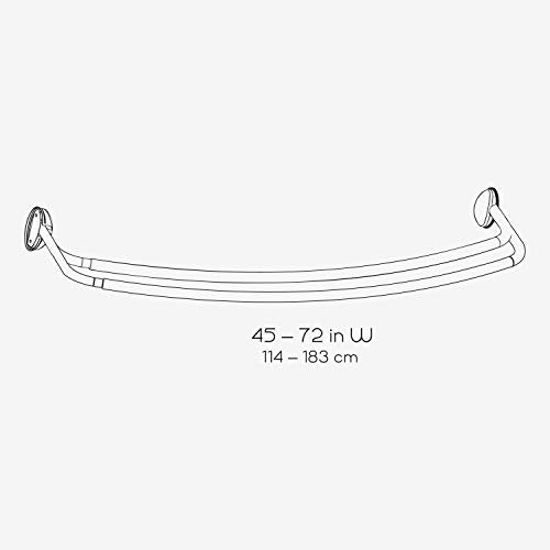 Zenna Home NeverRust Aluminum Double Curved Rustproof Shower Rod, 45 to 72 Inches, Satin Nickel