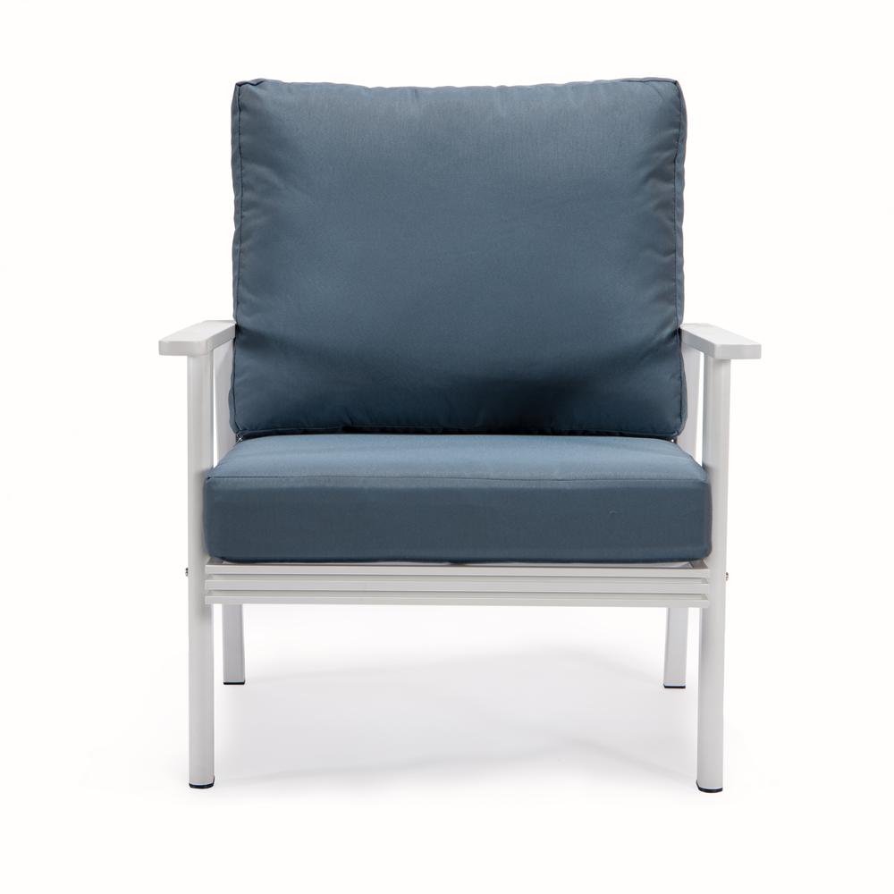 Leisuremod 3-Piece Outdoor Patio Set with White Aluminum Frame and Loveseat and Armchairs