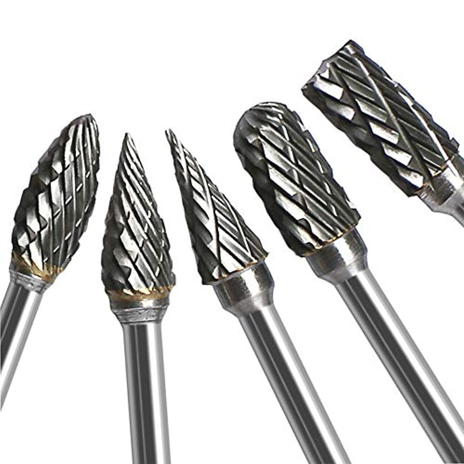 Lukcase double cut carbide rotary burr set - 10 pcs 1/8