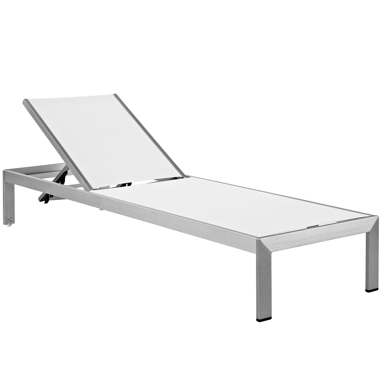 Modway Shore Chaise Outdoor Patio Aluminum Set of 6 - Silver White