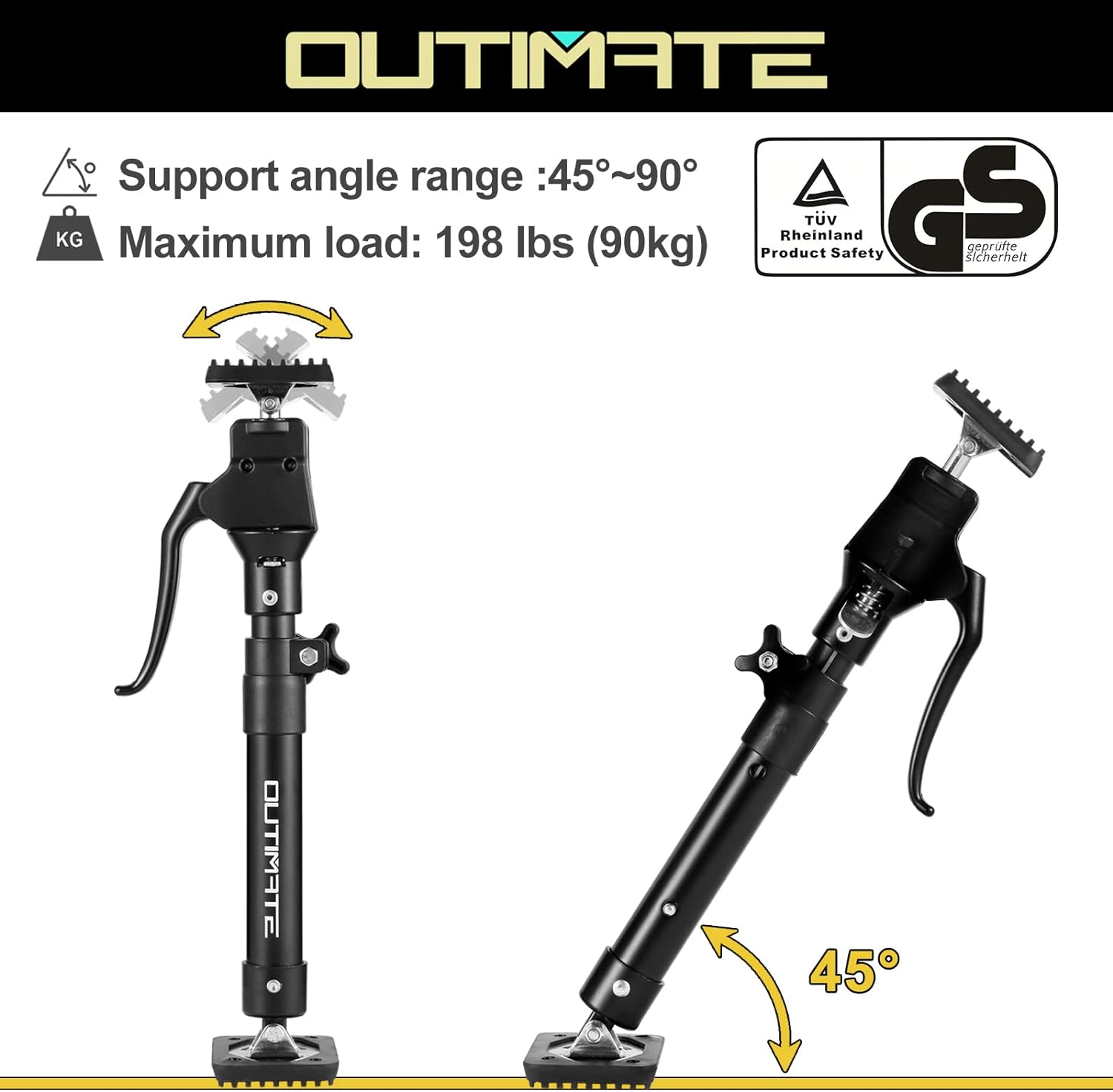 Outimate Support Pole, Steel Telescopic Quick Support Rod Adjustable 3rd Hand Support System, Supports up to 198 lbs Construction Tools