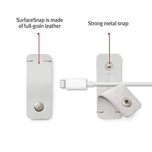 twelve south surfacesnap | 3pk, leather cord organizers/cable management with damage-free adhesive for any surface (grey)