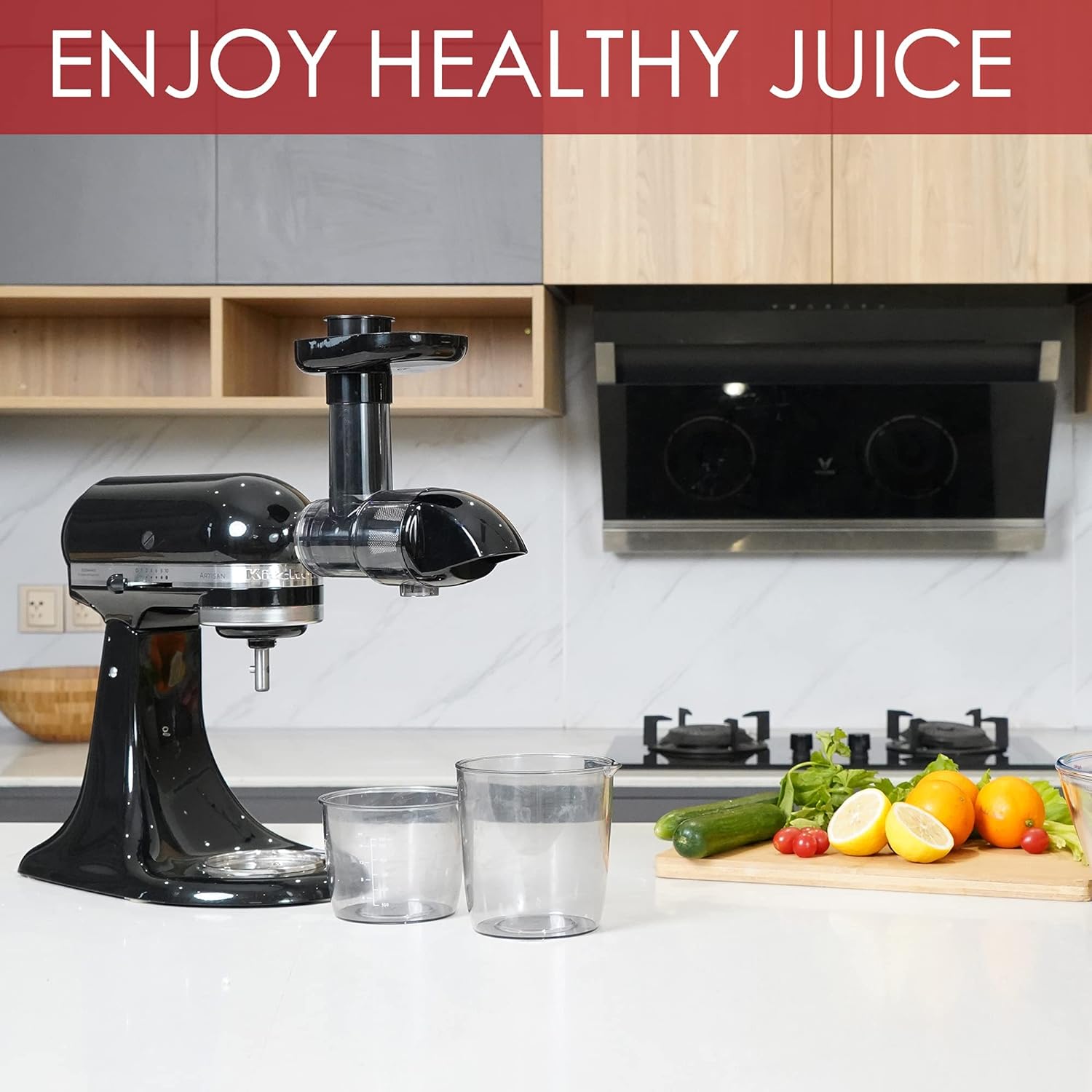 KITOART Masticating Juicer Attachment for KitchenAid All Models Stand Mixers, Masticating Juicer, Slow Juicer Attachment for KitchenAid
