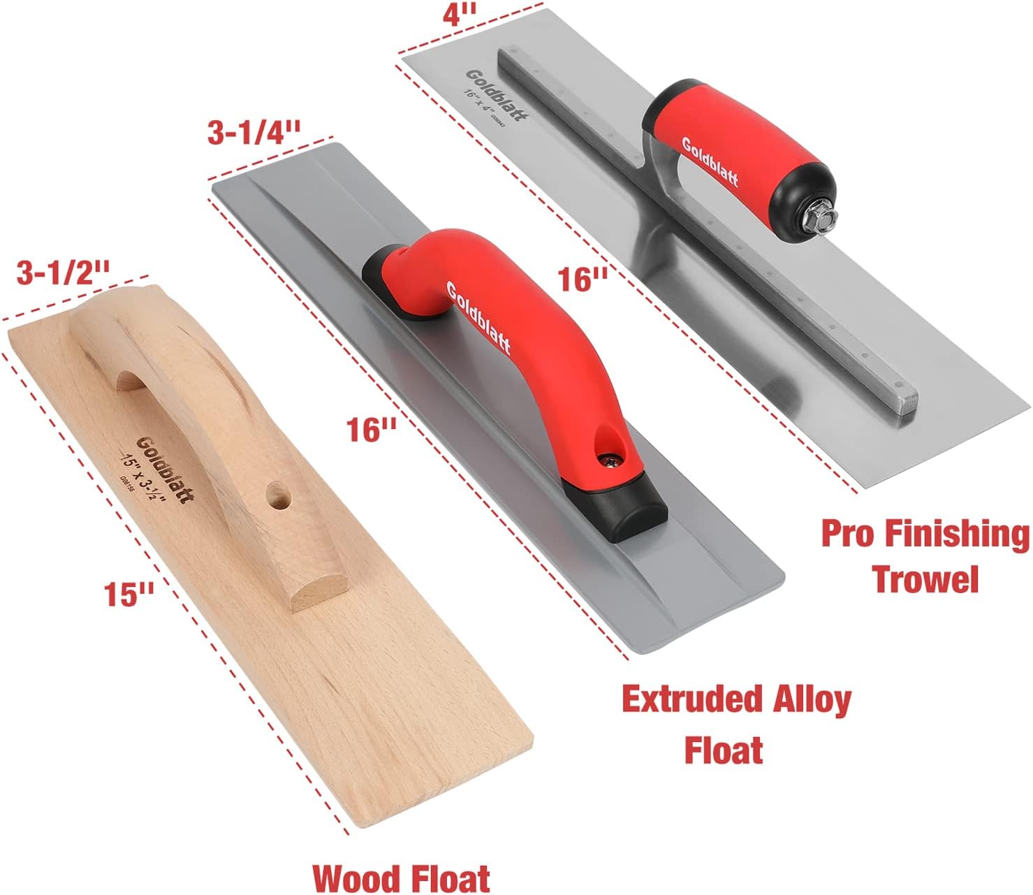 Hangzhou Great Star Industrial Goldblatt 8 Pieces Masonry Hand Tool Set Includes Finishing Trowel, Gauging Trowel, Groover, Edger, Extruded Alloy Float, Wood