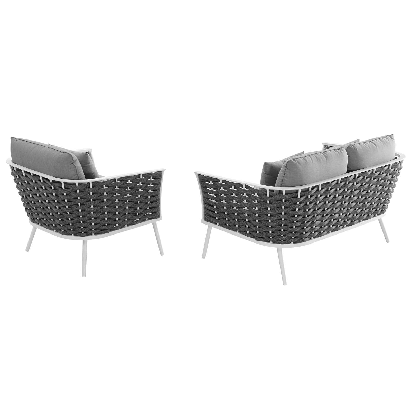 Modway Stance 2 Piece Outdoor Patio Aluminum Sectional Sofa Set - White Gray