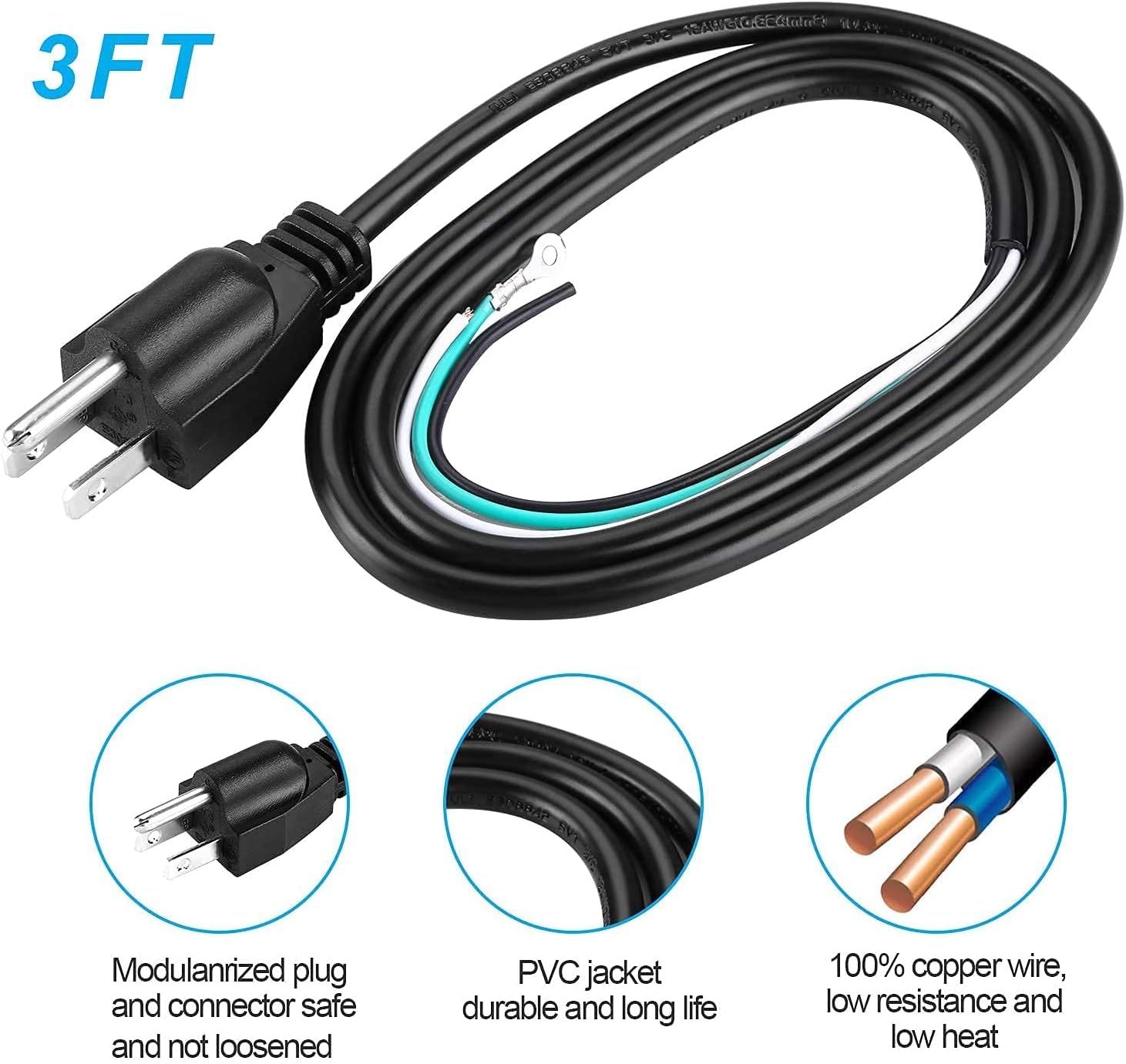 Generic HK Bundle - 2 Items Garbage Disposal Air Switch Kit with Power Cord Kit, Sink Top Waste Disposer Stainless Steel On/Off Push 2.