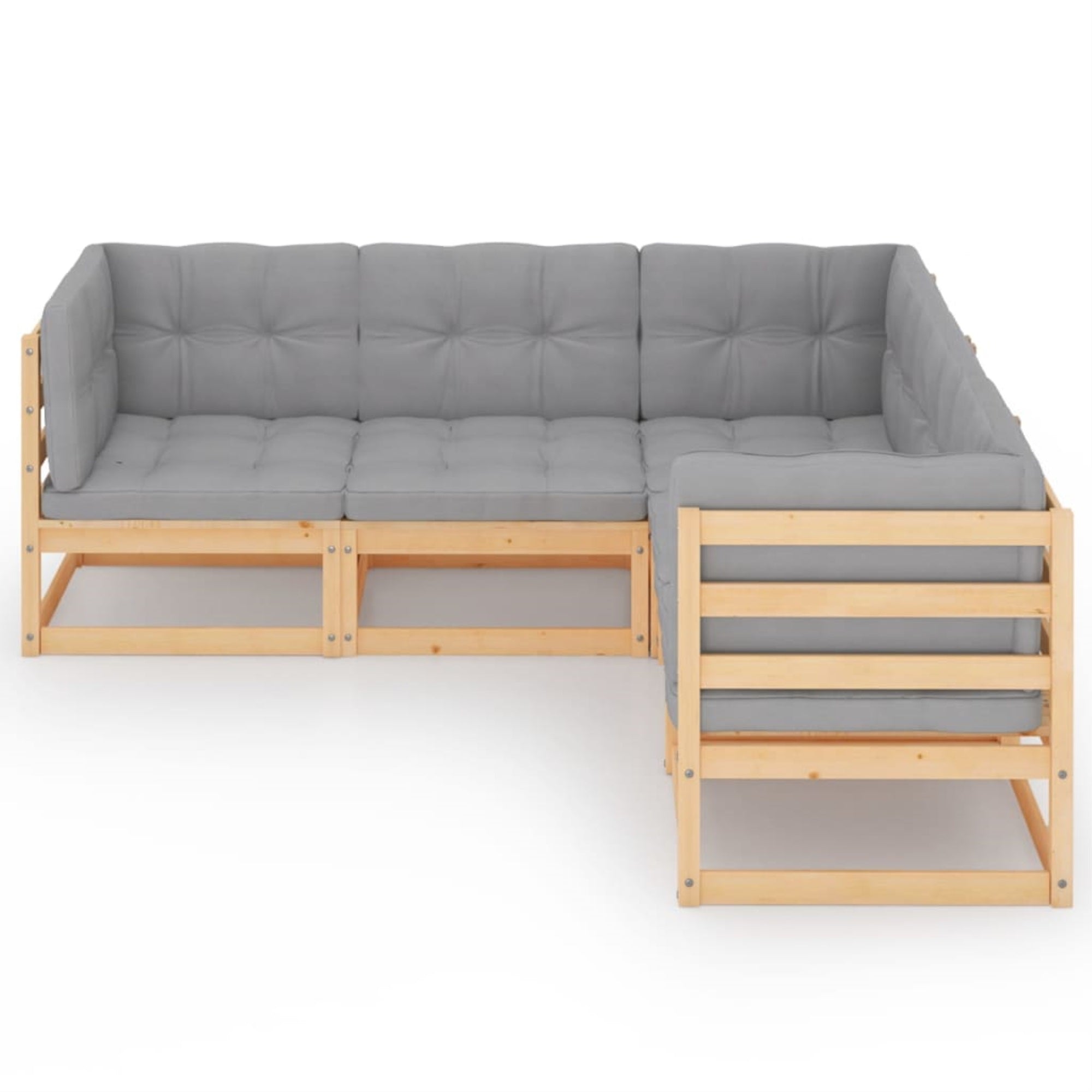 vidaXL 5 Piece Garden Lounge Set with Cushions Solid Pinewood Brown