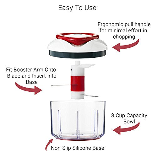 ZYLISS Easy Pull Food Chopper and Manual Food Processor - Vegetable Slicer and Dicer - Hand Held