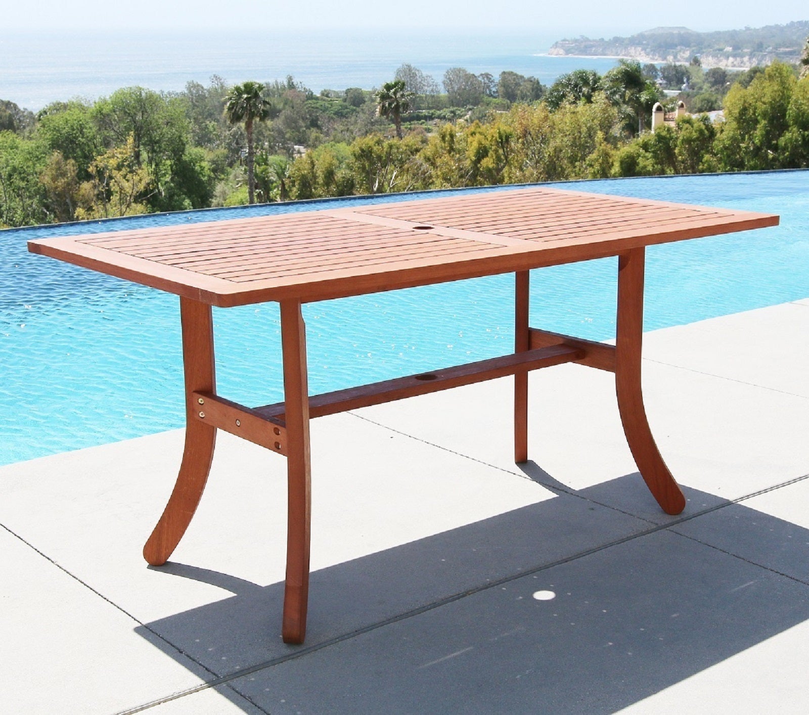 Vifah Malibu 5 pc Eucalyptus Patio Dining Set with 4 Flower Back Armchairs