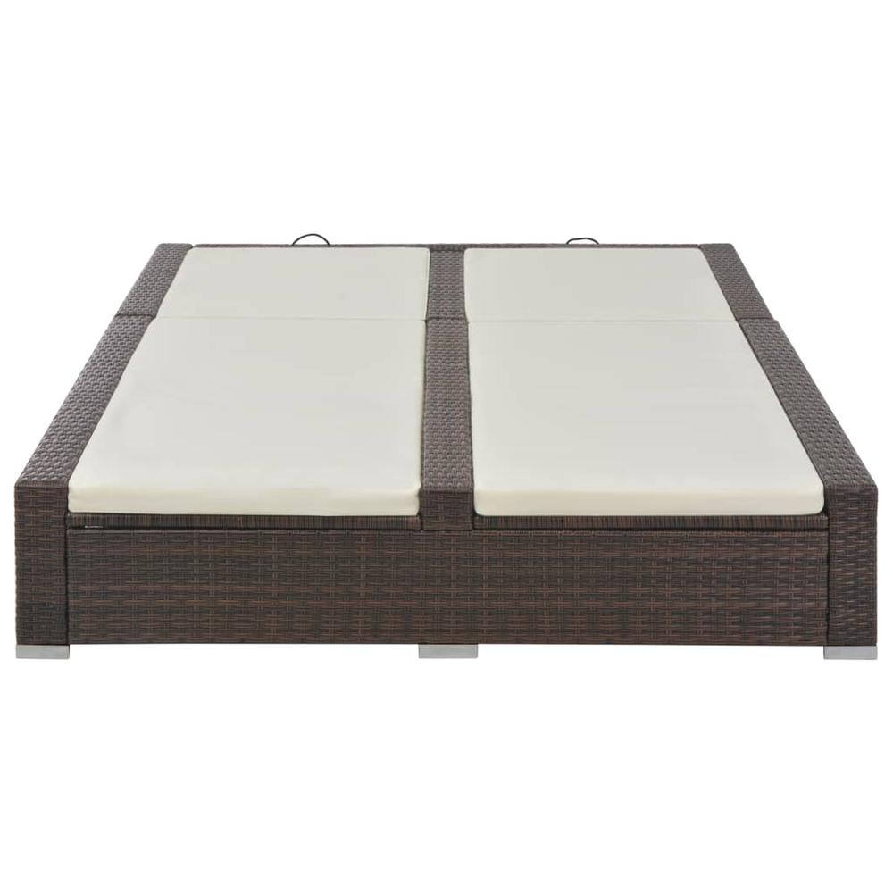 vidaXL Double Sun Lounger Poly Rattan Brown, 44751