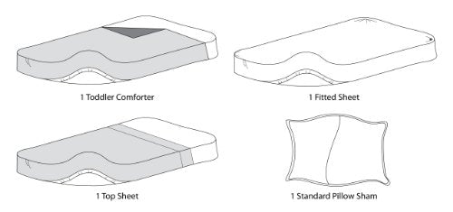 American Baby Company 100% Cotton Percale 4-Piece Toddler Bedding Set, Gray Lattice, for Boys and Girls