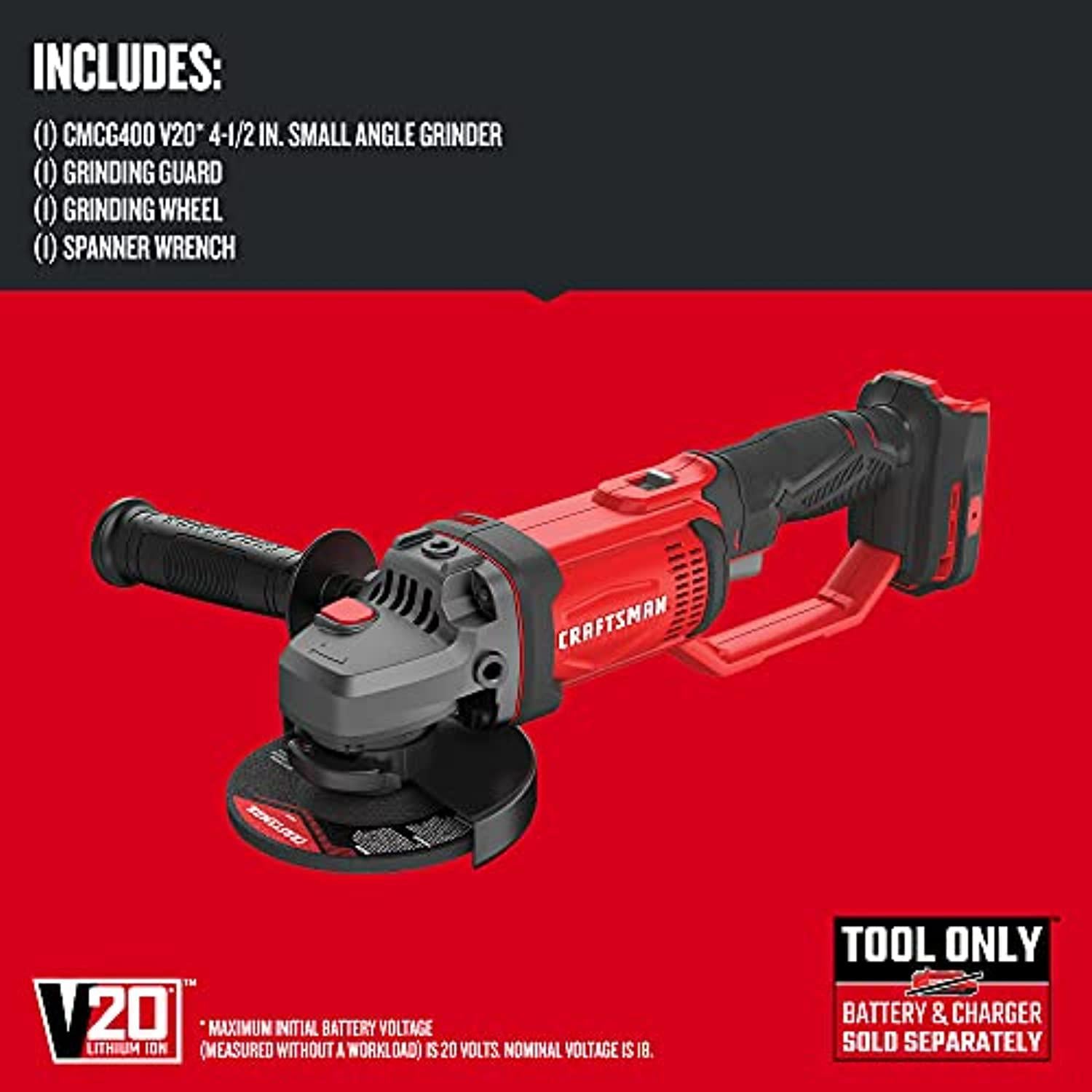 Generic Compatible With Craftsman v20 angle grinder, small, 4-1/2-inch, tool only (cmcg400b)